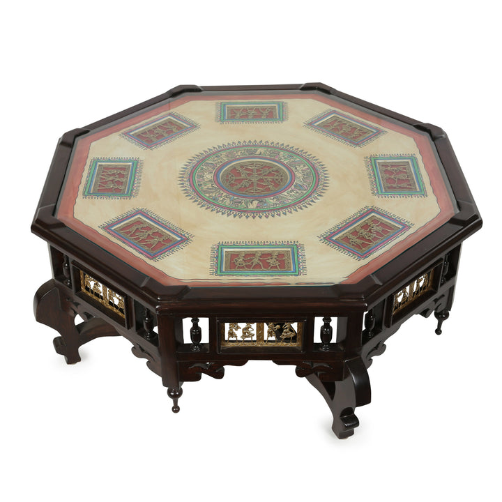 Nube Coffee Table in Teakwood with Walnut Finish (34x34x15)