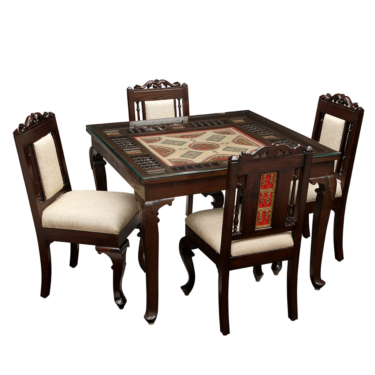 Premium 4 Seater Teakwood Dining Table Set for Homes