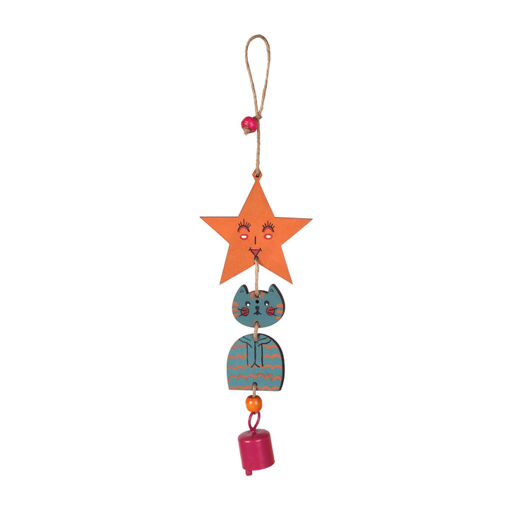 Turquoise Kitty Wind Chime (12x3)