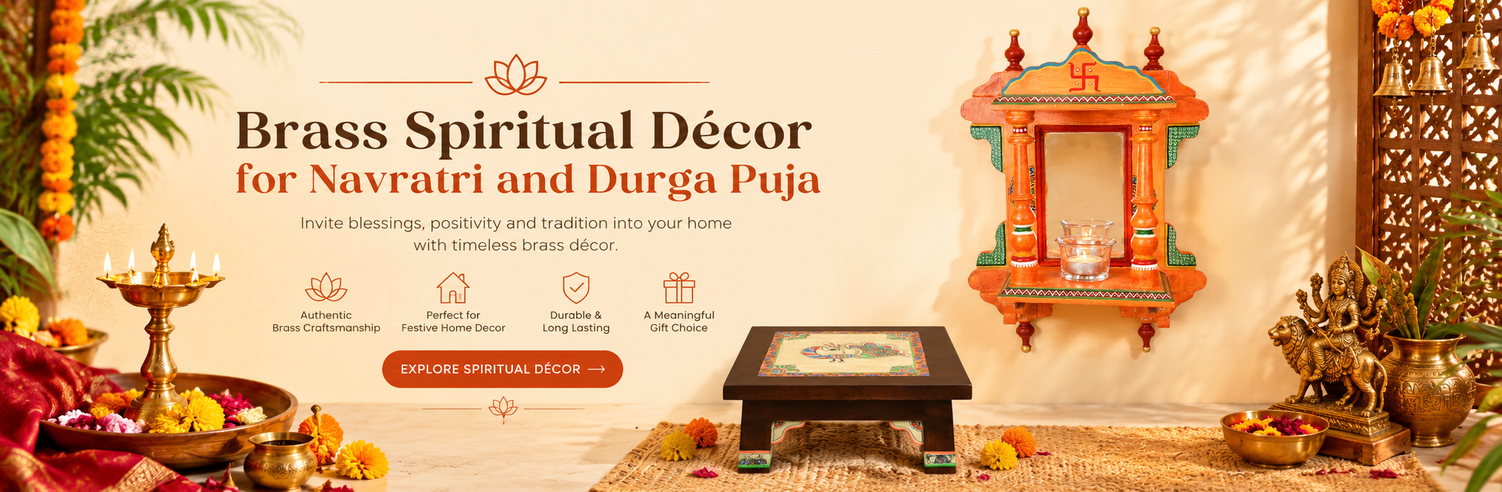 Brass Spiritual Décor for Navratri and Durga Puja