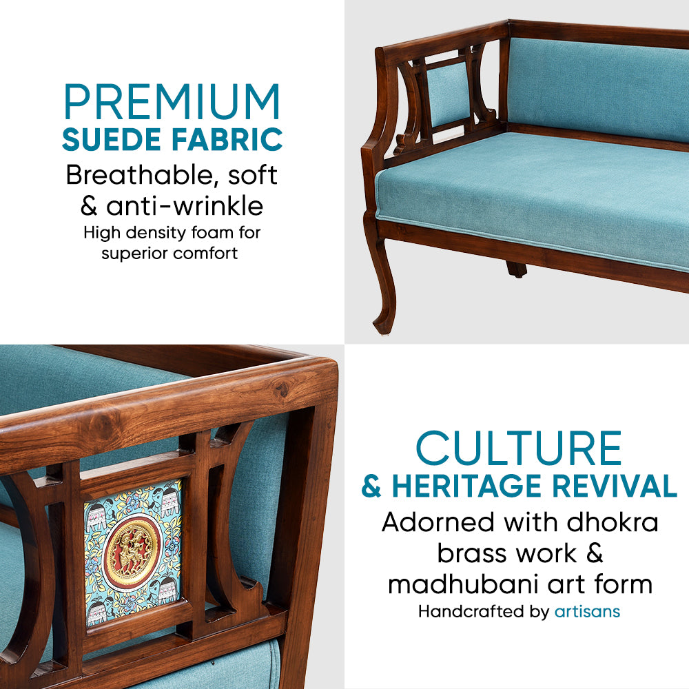 Sumona Two Seater Teak Wood Sofa (48x24x30)