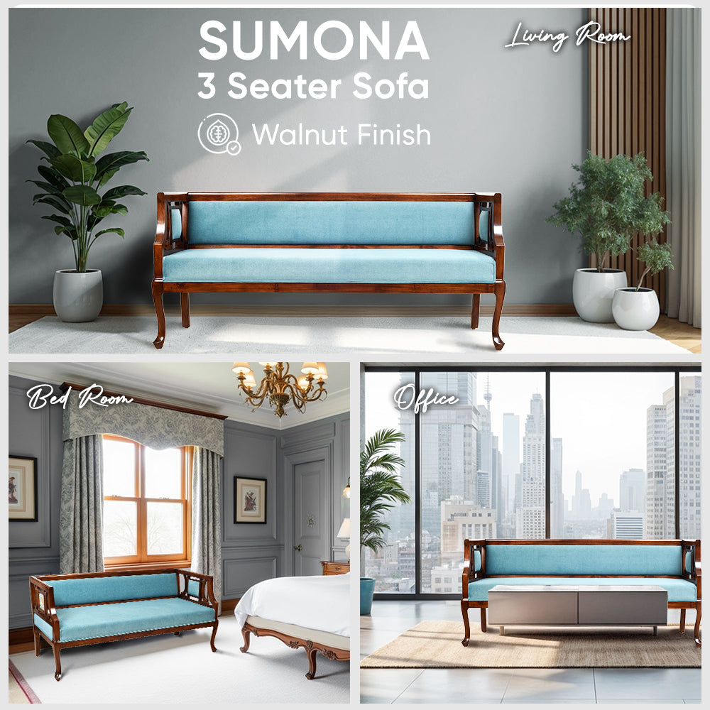 Sumona Two Seater Teak Wood Sofa (48x24x30)
