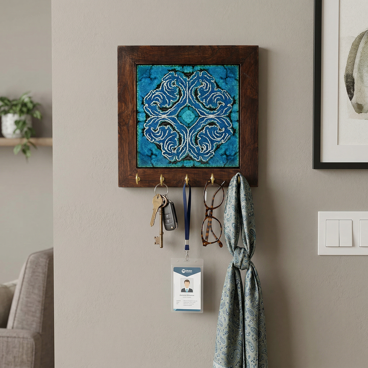 Blue Daisy Handcrafted Key Holder Panel