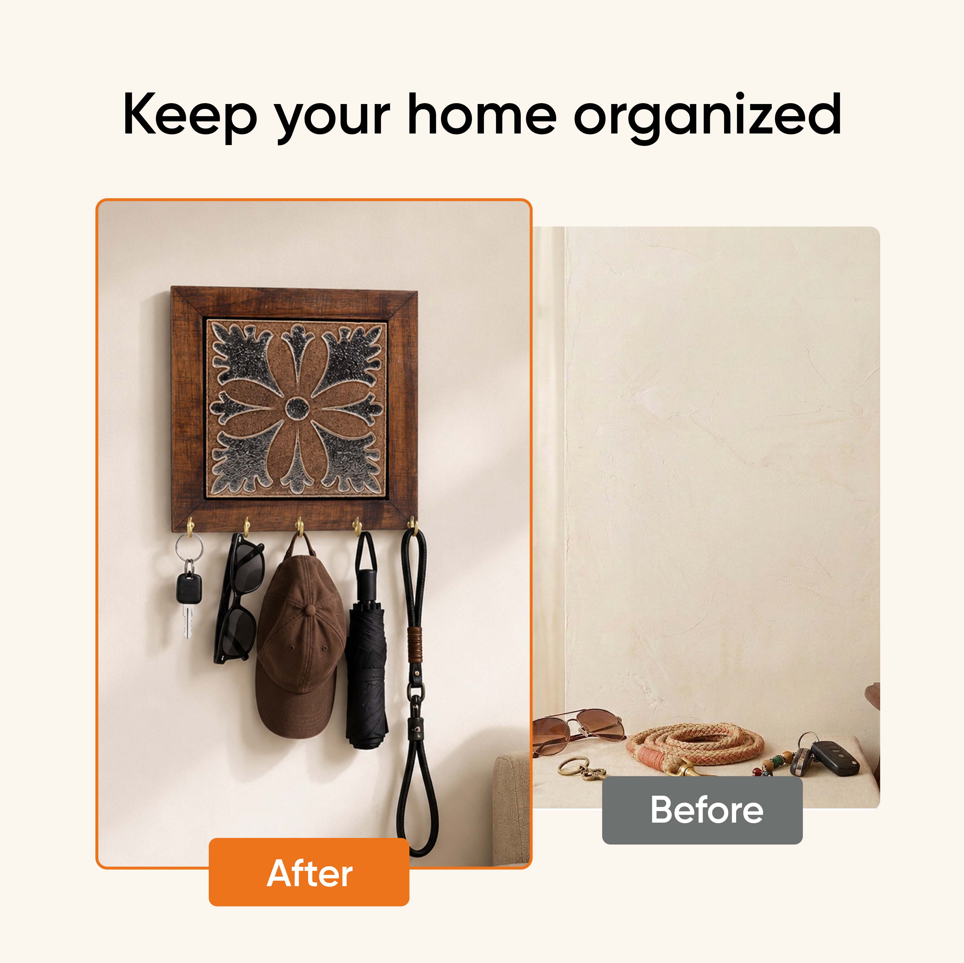 Brown Orchid Handcrafted Key Holder Panel