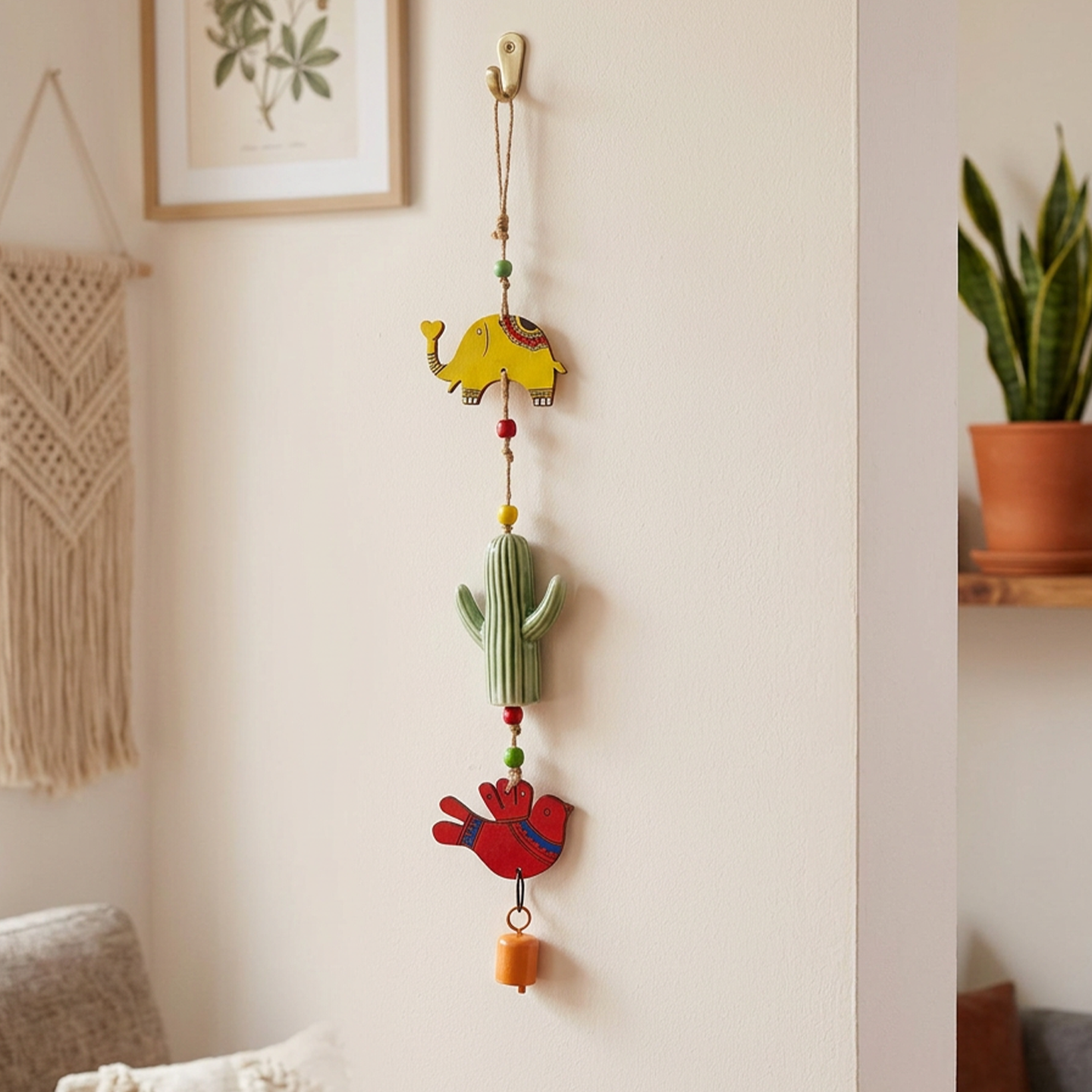 Hand Painted  Animal Windchime (3.5x1x21)