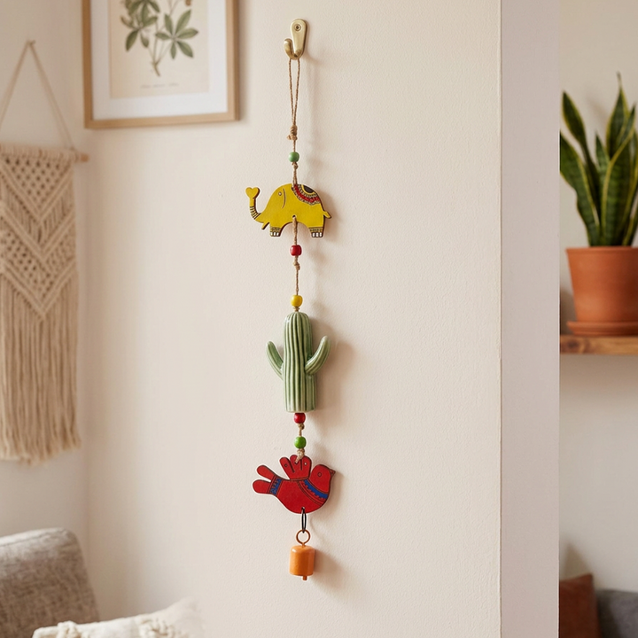 Hand Painted  Animal Windchime (3.5x1x21)