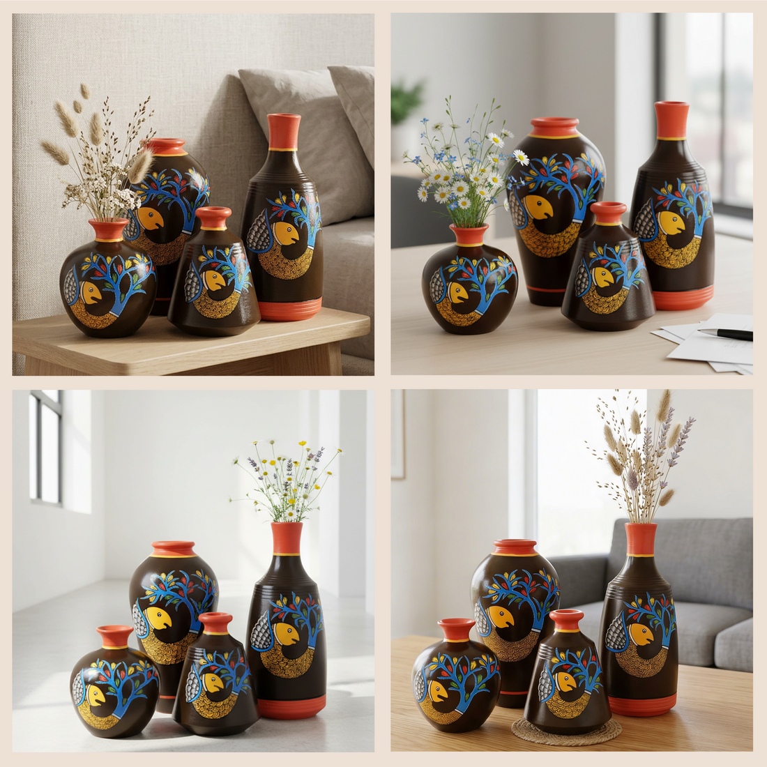 Something's Fishy Terracotta Vase Set of 4