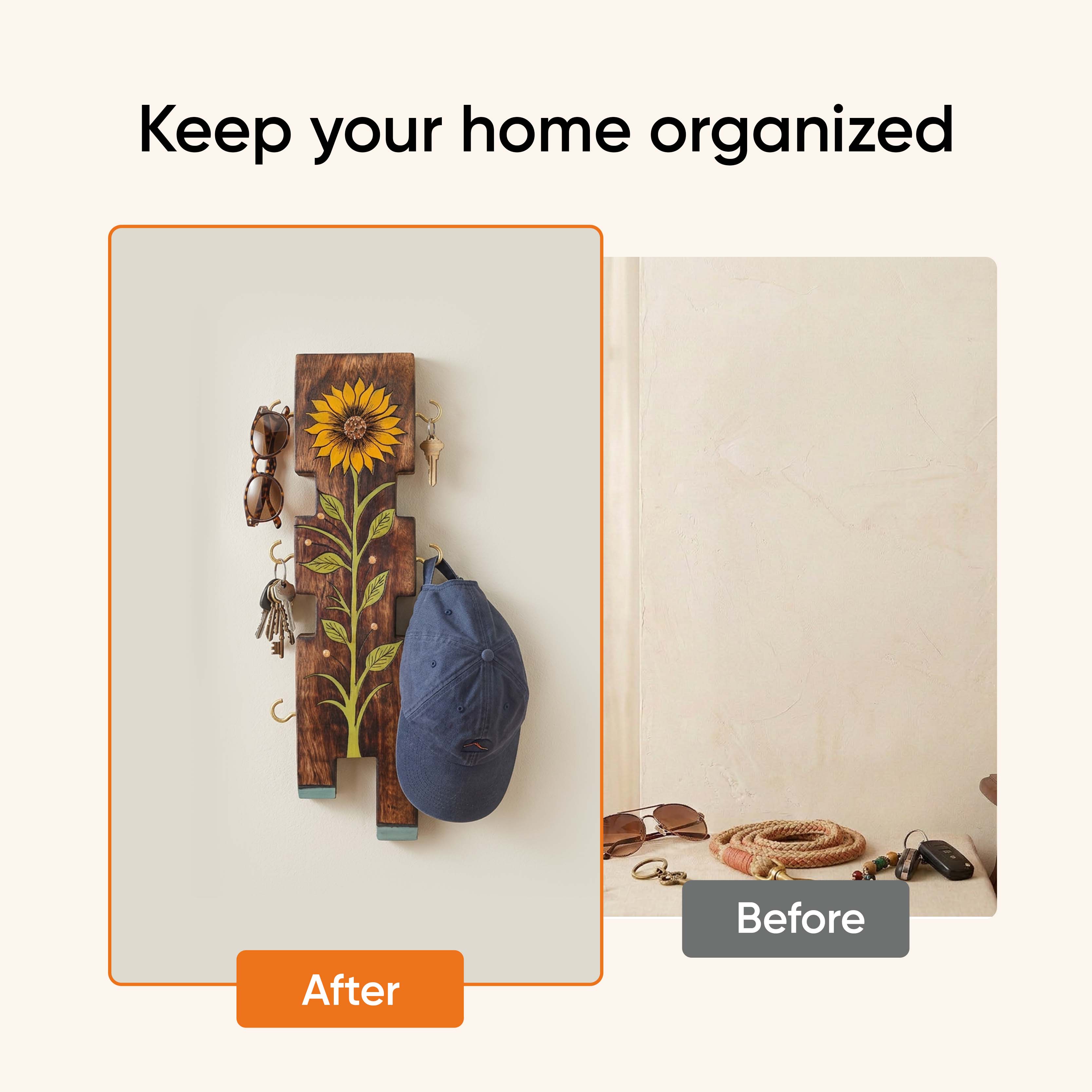Sunflower wooden key hanger