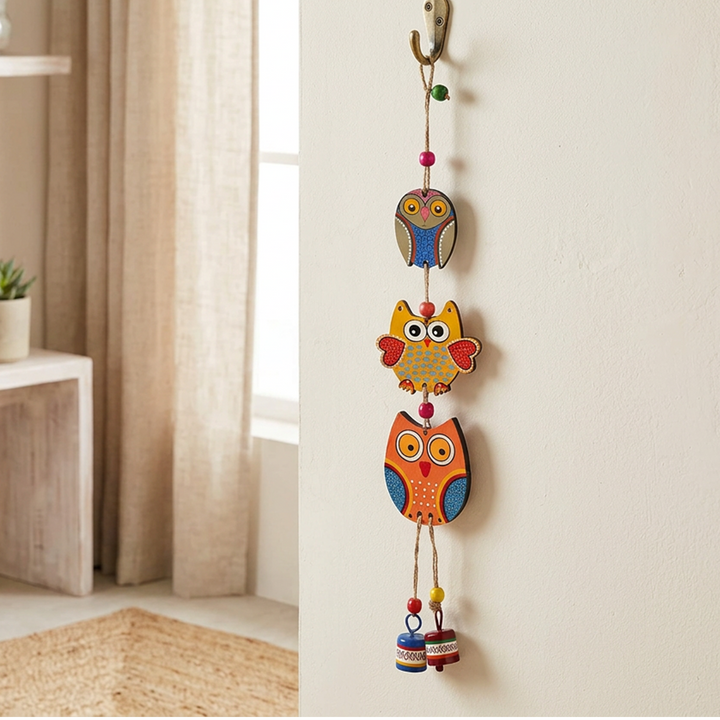 Owl Trinity Hand Painted  Windchime (3x1x18)