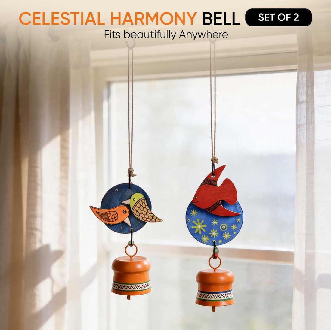 Celestial Harmony Bird & Fish Wind Chime Set
