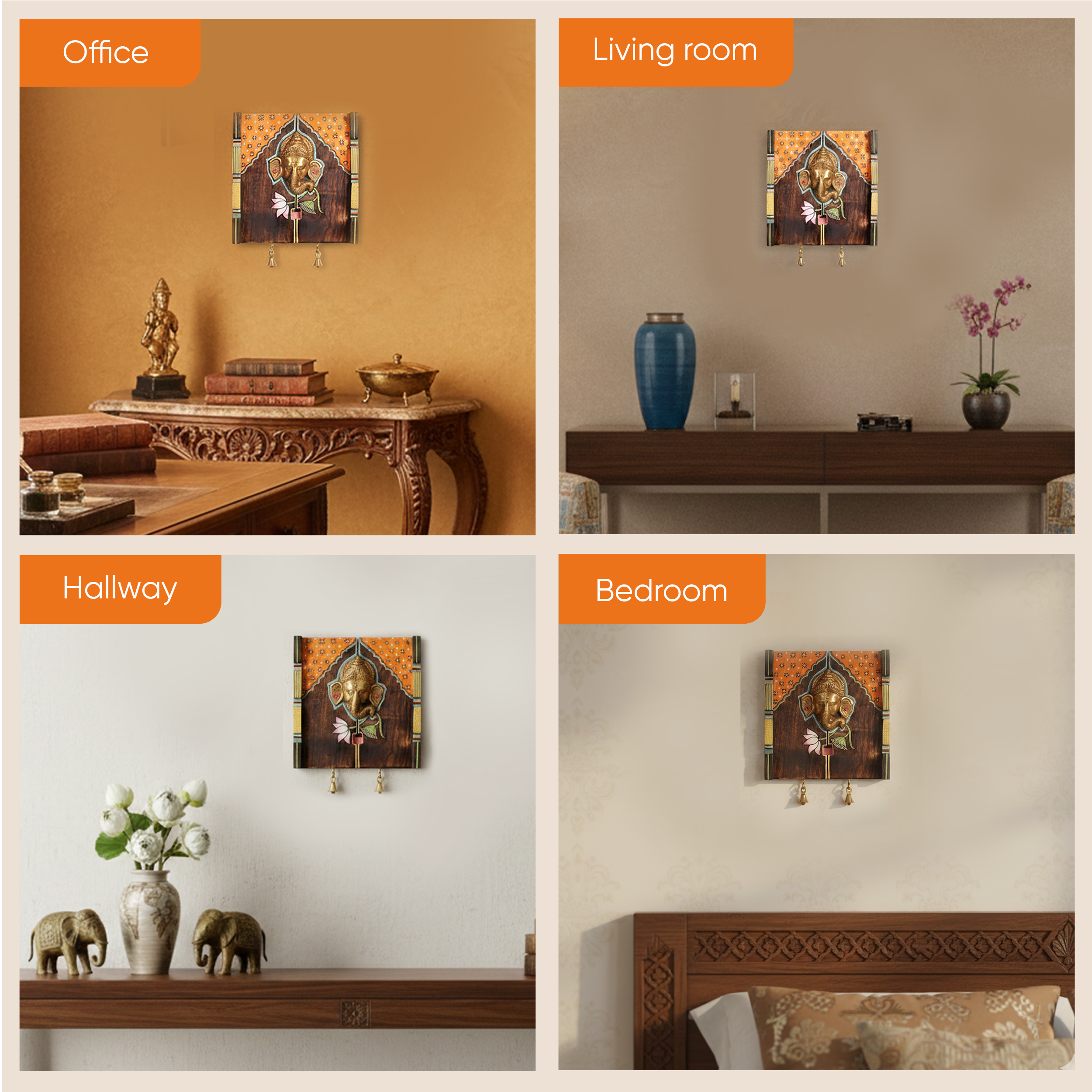Amantran-I Wall Accent with divine Ganesha Majestically set on a beautiful frame