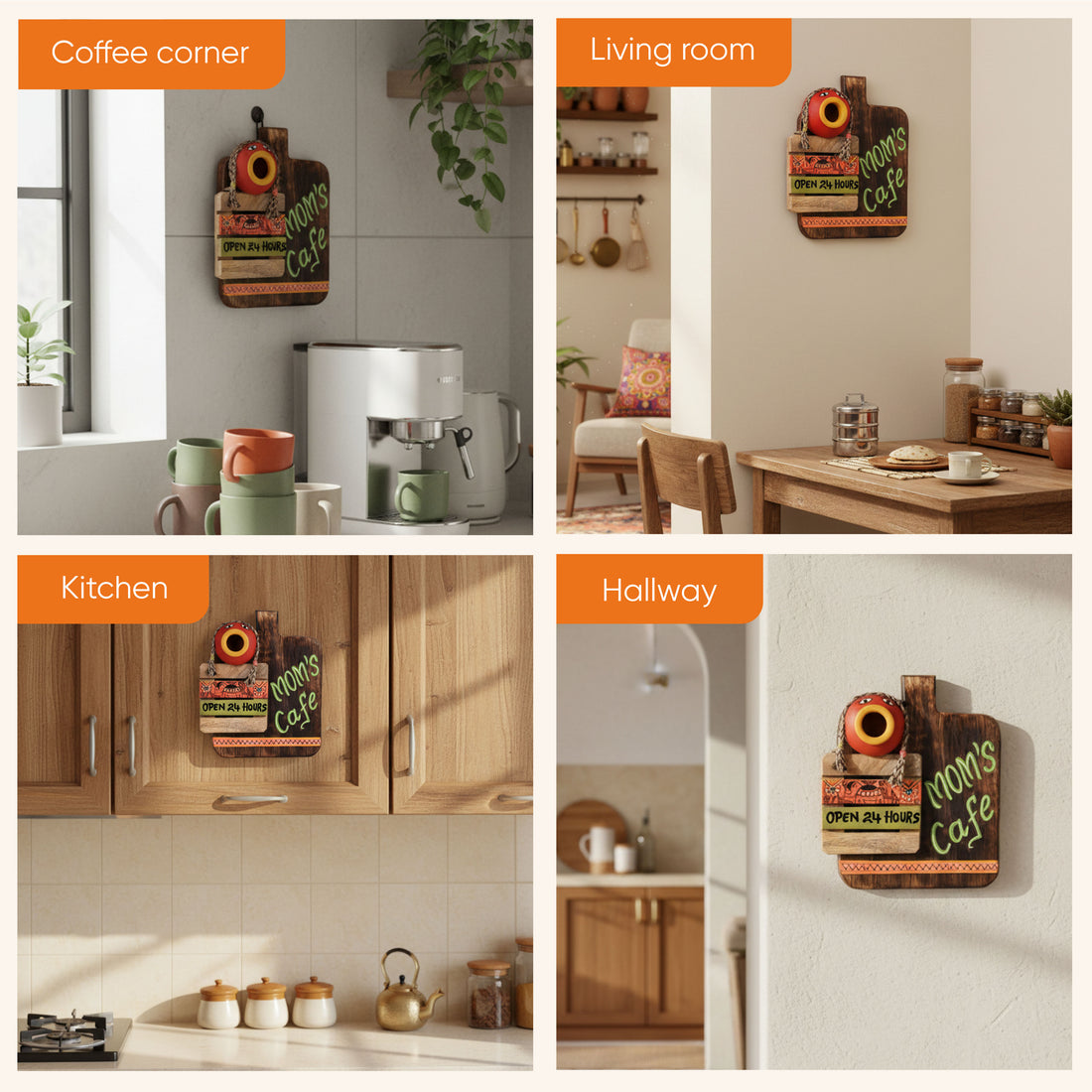 Mom's Cafe Wall Accent Handcrafted (7.5x2.5x9)