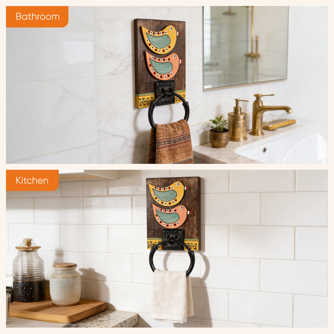 Towel Holder Handcrafted Tribal Art (5x1x10)