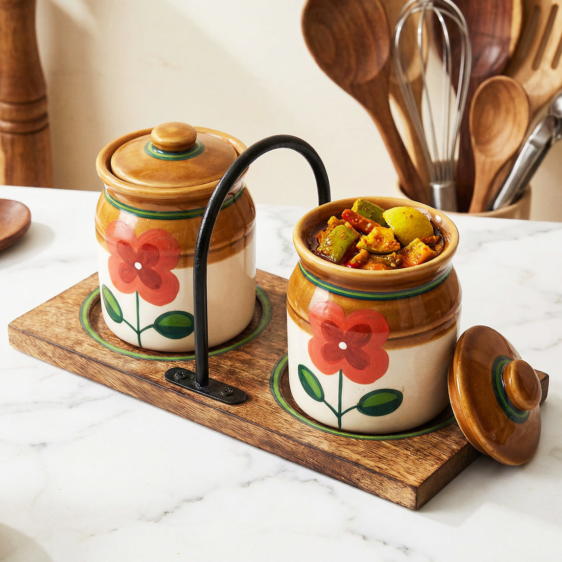 Pickle Jars Set of 2 with stand