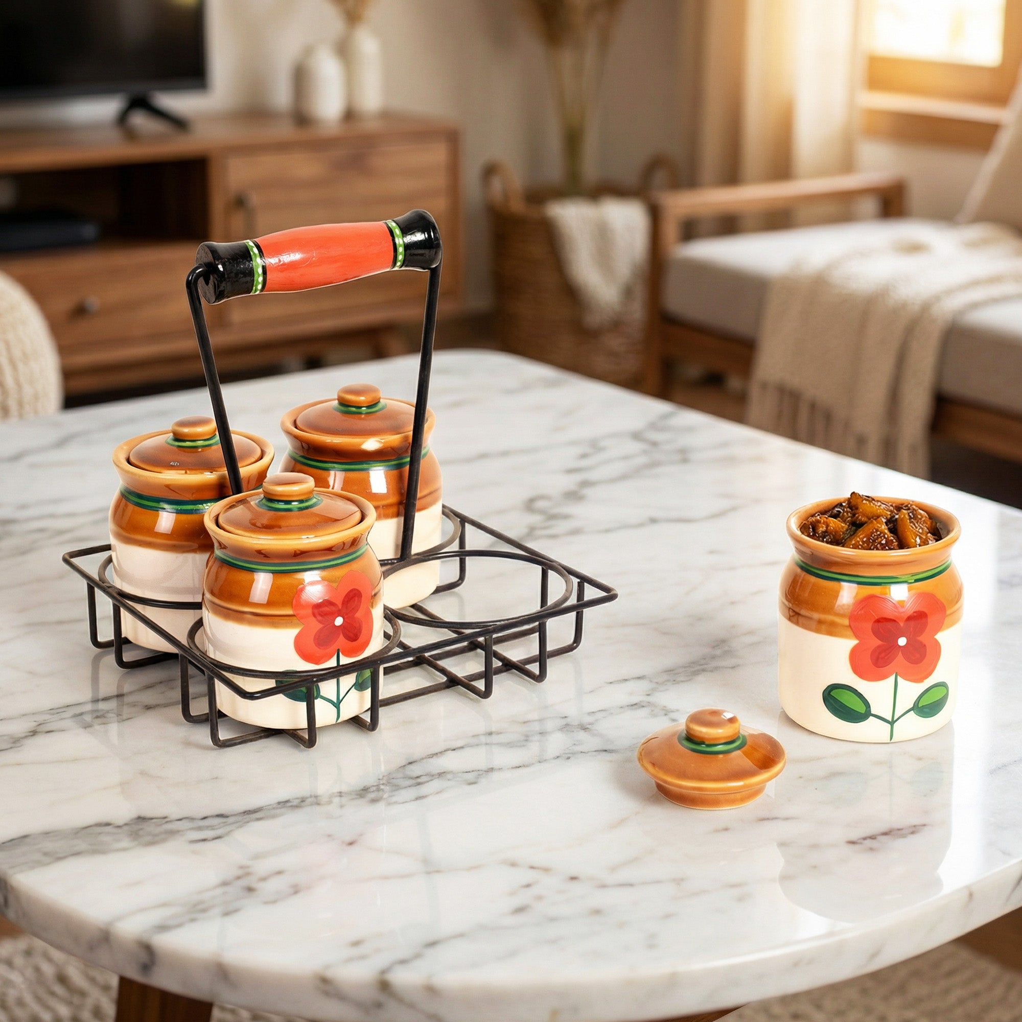 Pickle Jars Set of 4 with stand