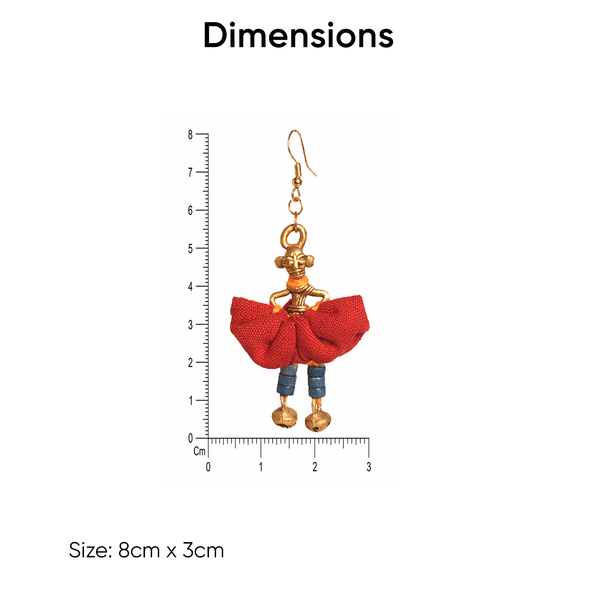 The Dancing Empress Handcrafted Tribal Dhokra Earrings in Sunset Orange