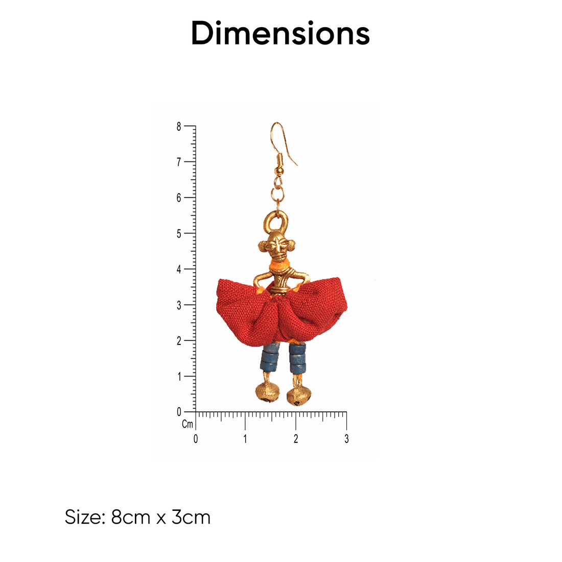 The Dancing Empress Handcrafted Tribal Dhokra Earrings in Sunset Orange