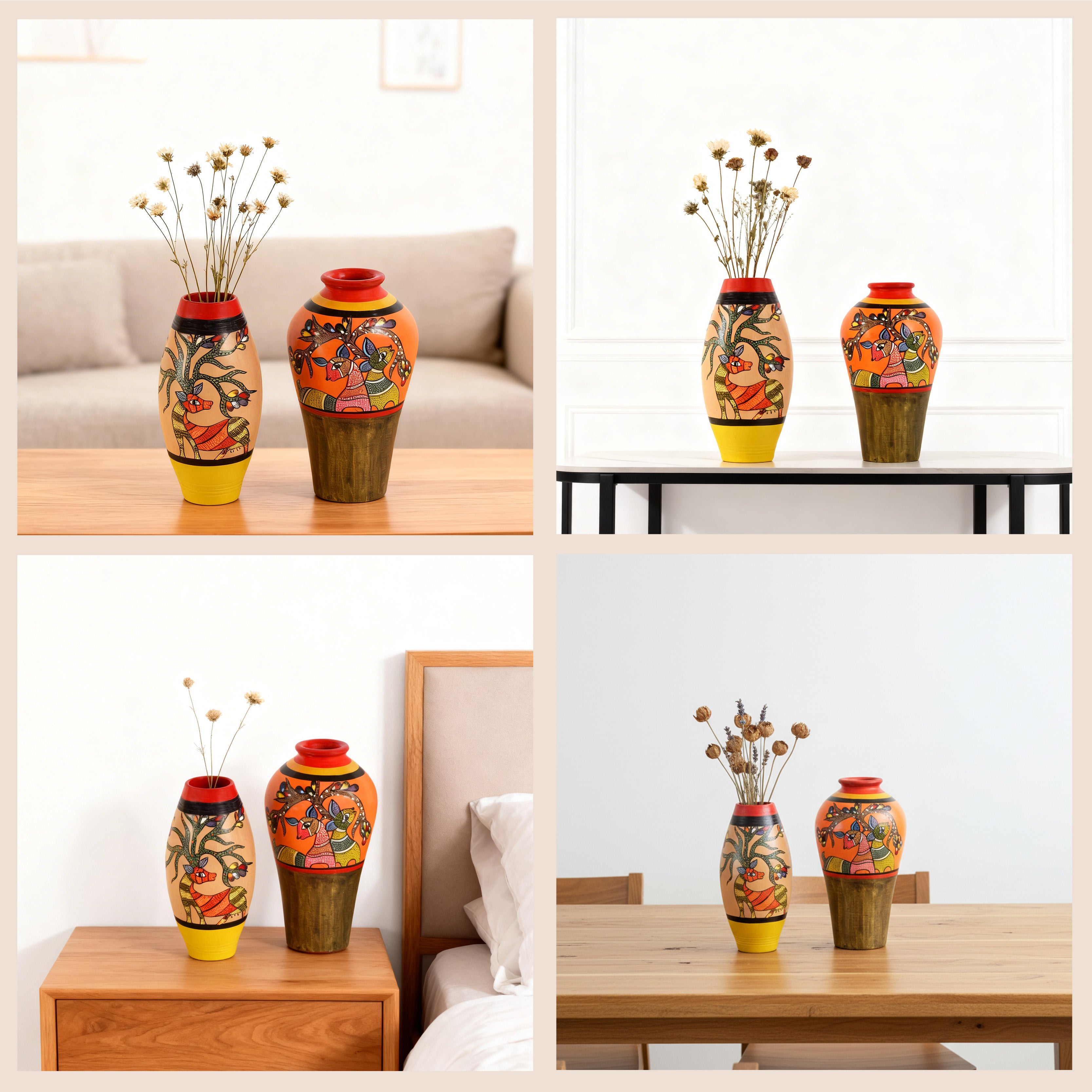 Heard of Deers Terracotta Vase Set of 2