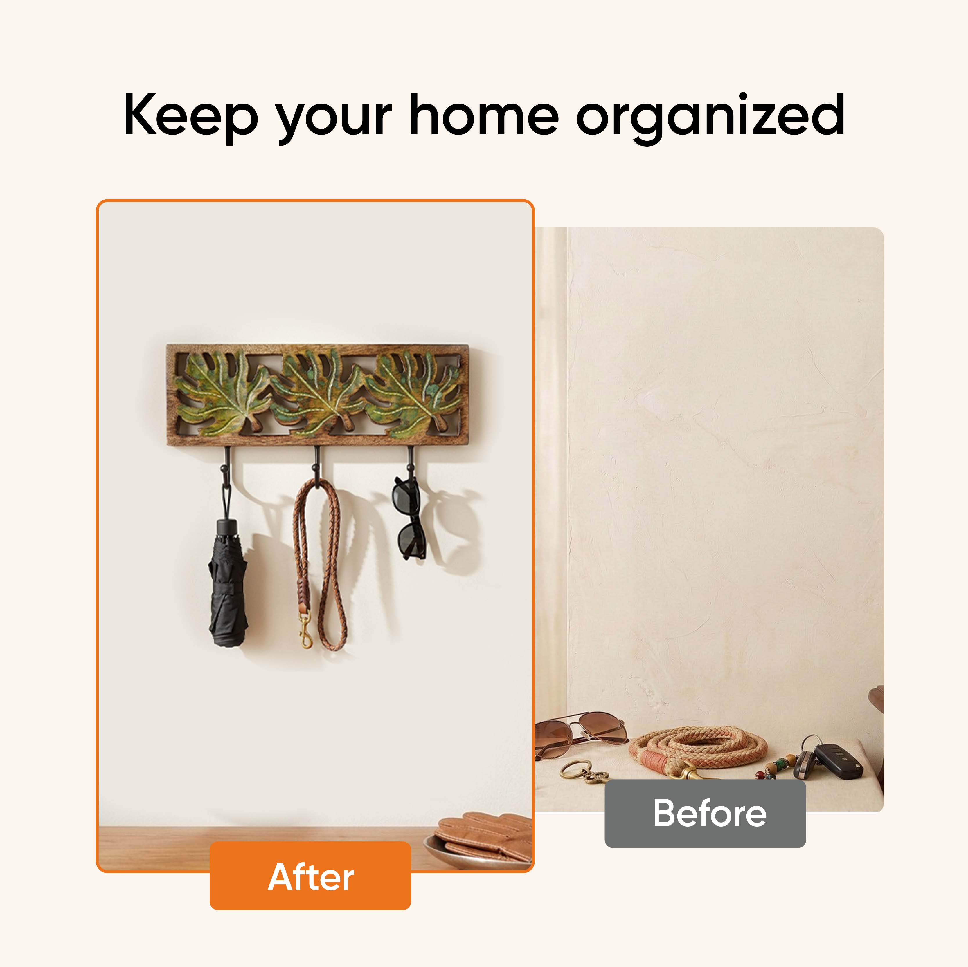 Autumn Leaf Towel Hanger With Three Hooks