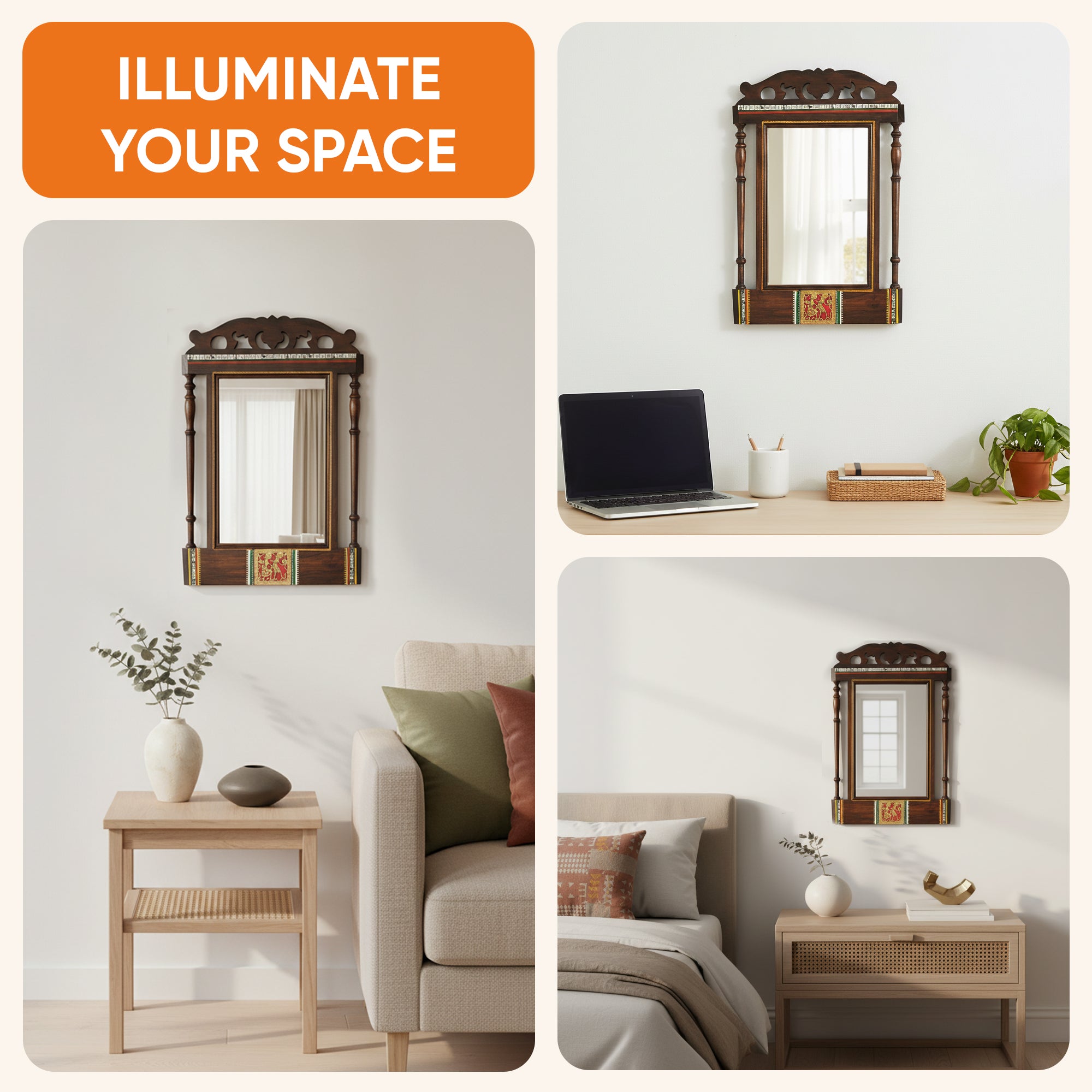 Walnut Window Handcrafted Mirror