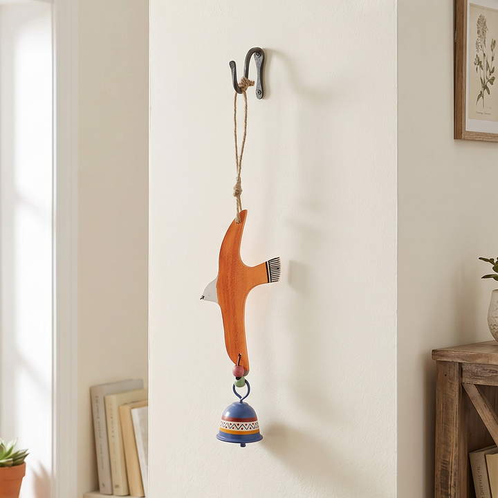 Orange Fly Bird Wind Chimes with Metal Bell for Home Decoration