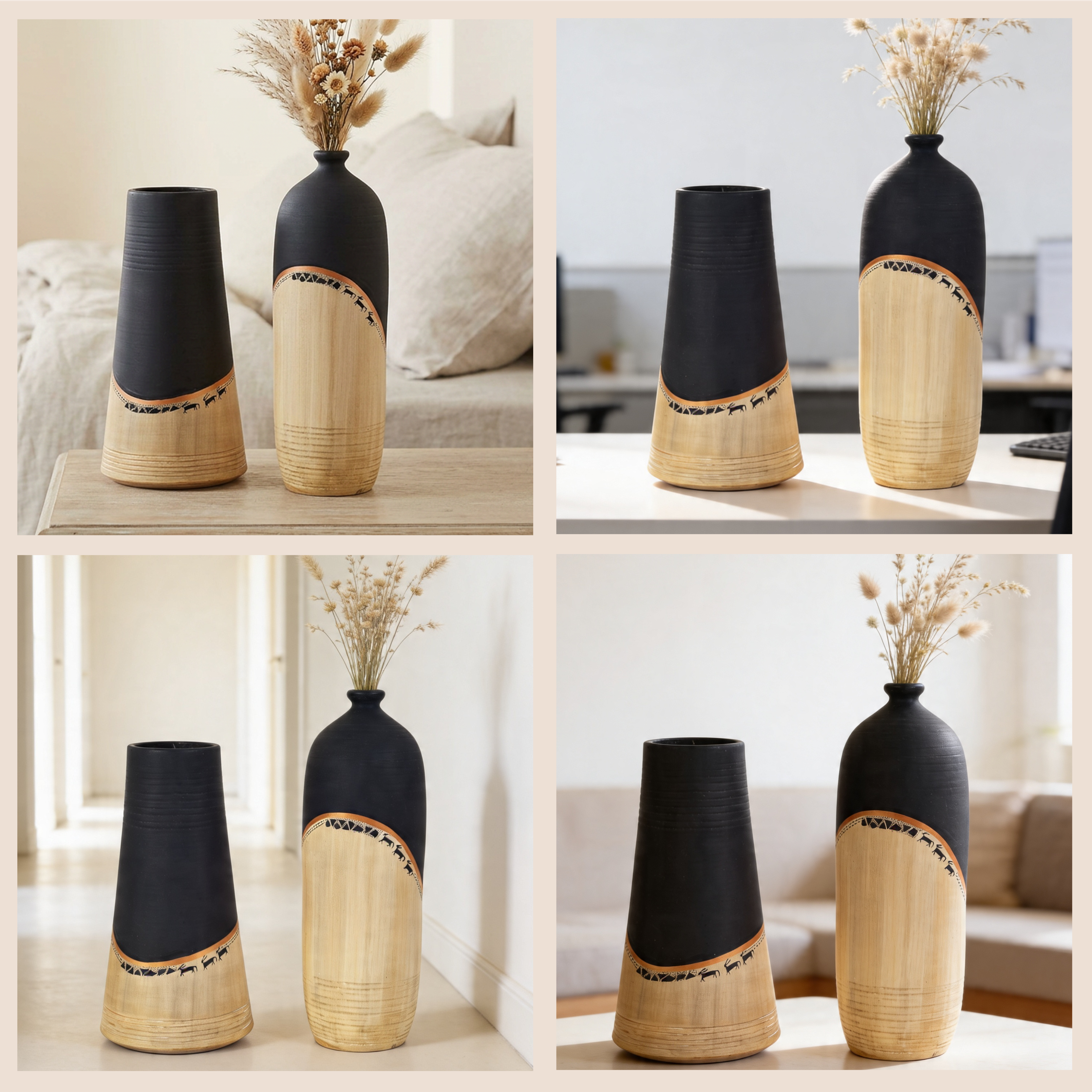 Midnight's secret large vase SET OF two (5x5x9.6 , 4x4x11.5)