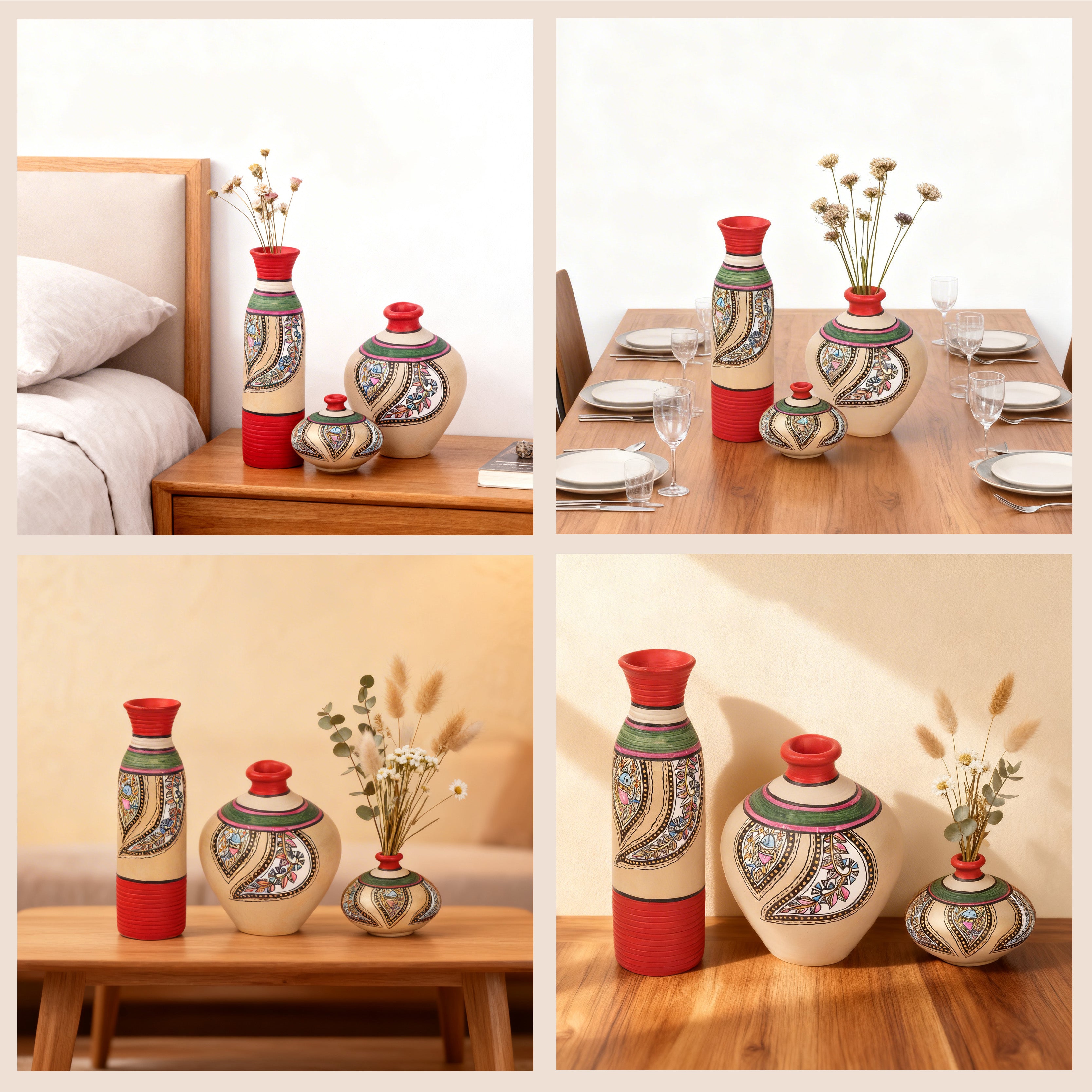 Salina Vases-Hand painted with Warli Art-So3