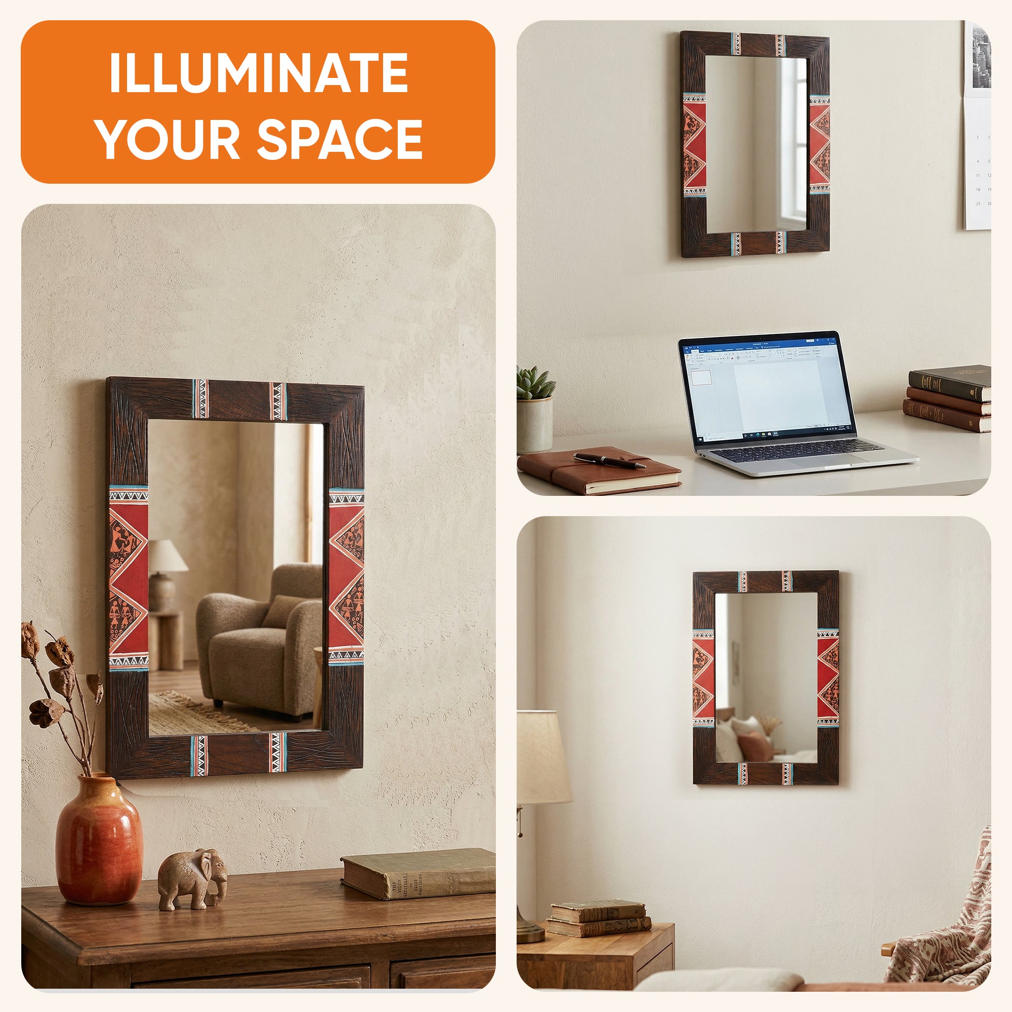 Artistic Reflections Wooden Mirror