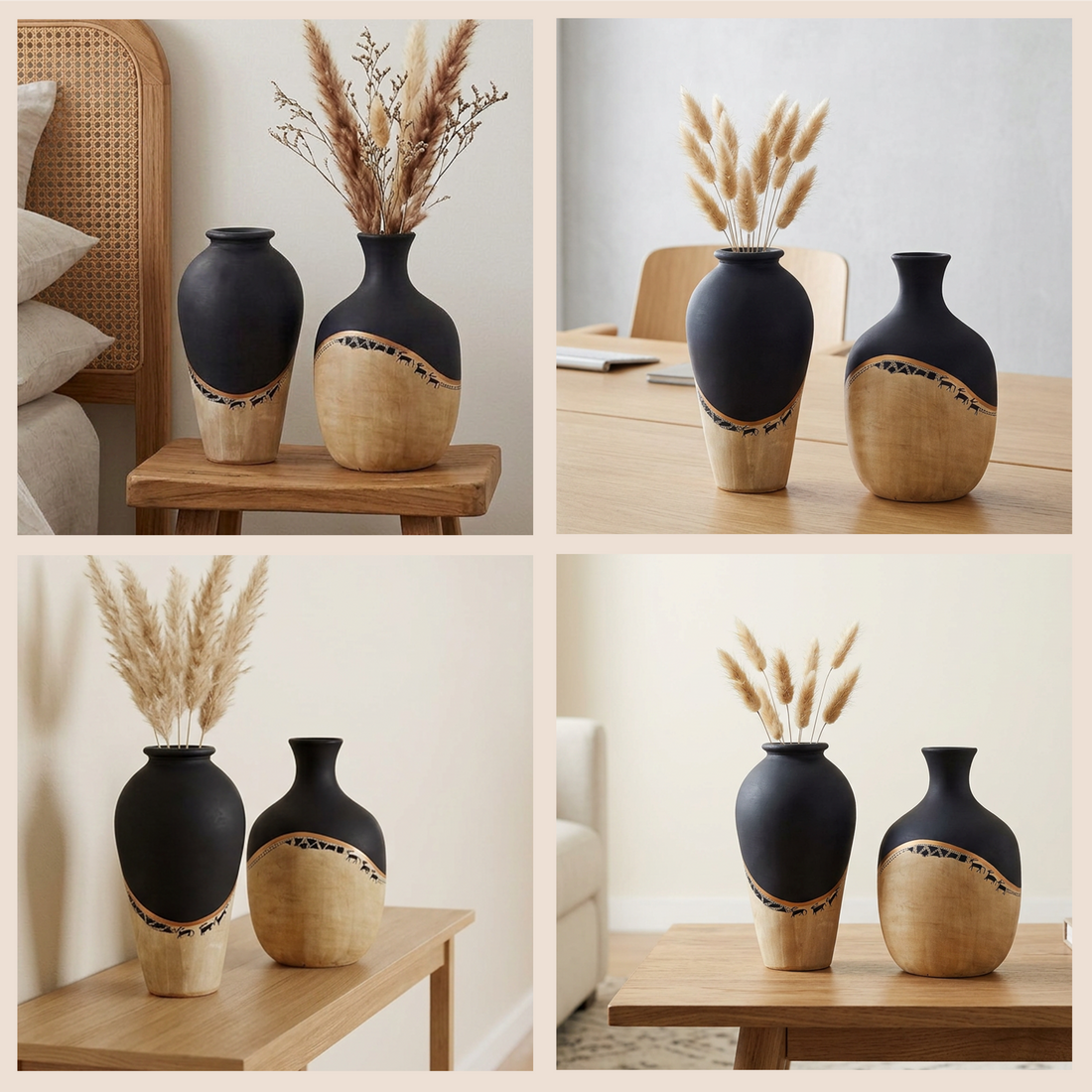 Midnight's secret small vase SET OF two (4x4x7 , 5x5x7)