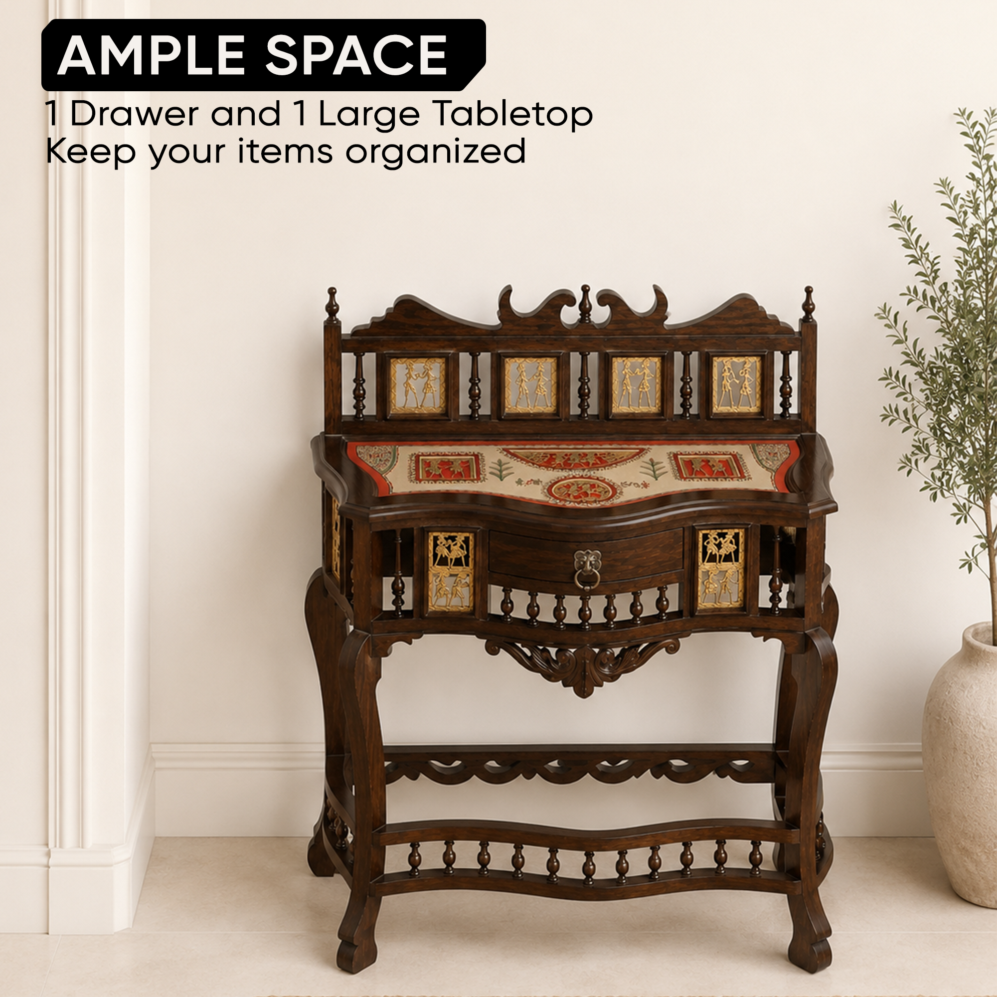 Royal Console Table in Teakwood with Walnut Finish (36x17x38)