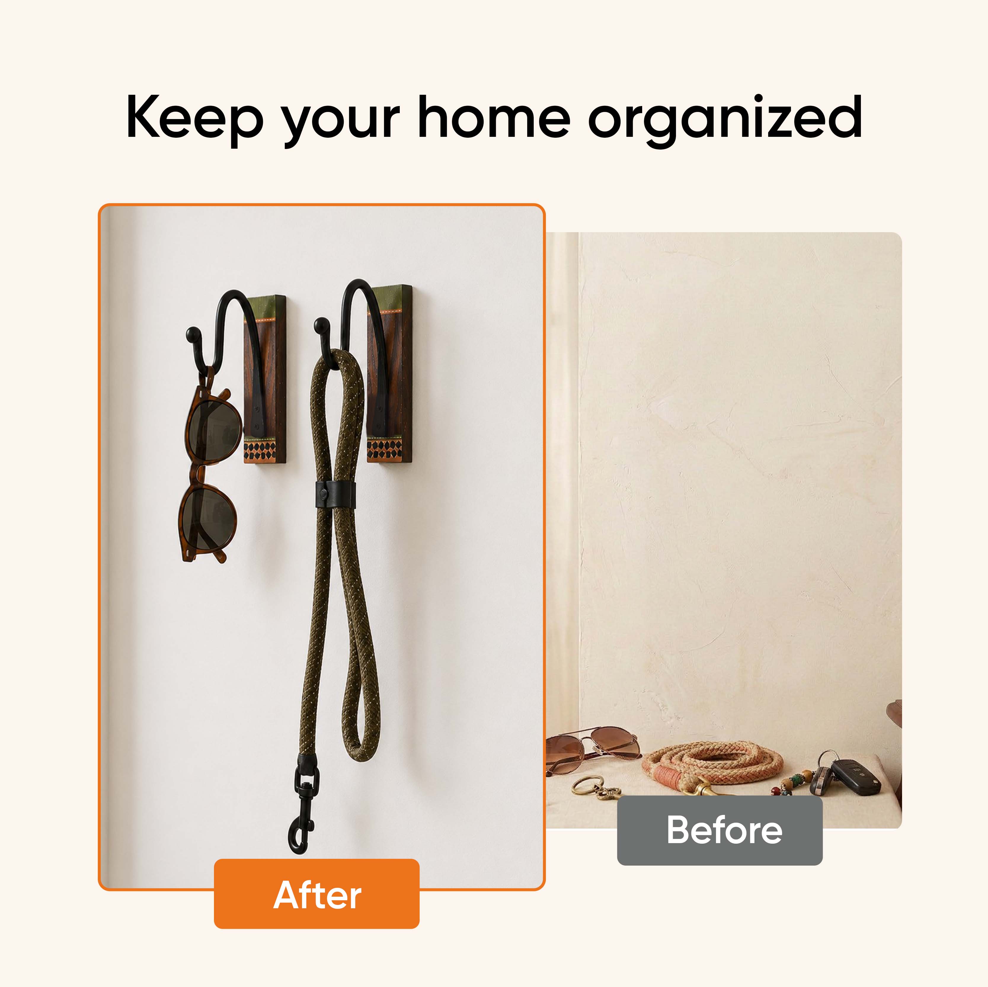 Autumn Leaf Wall Mounted Hanger in Teakwood