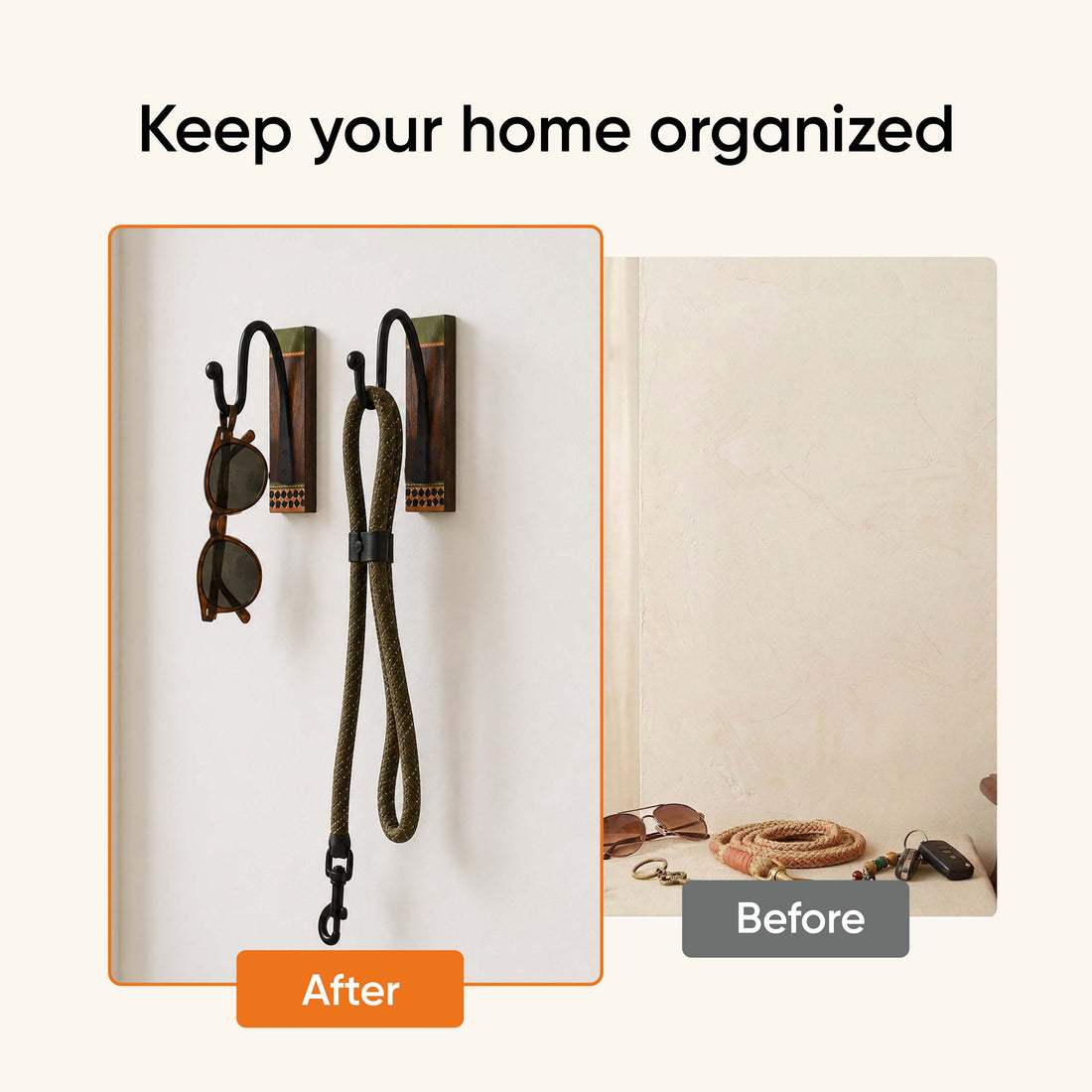 Autumn Leaf Wall Mounted Hanger in Teakwood