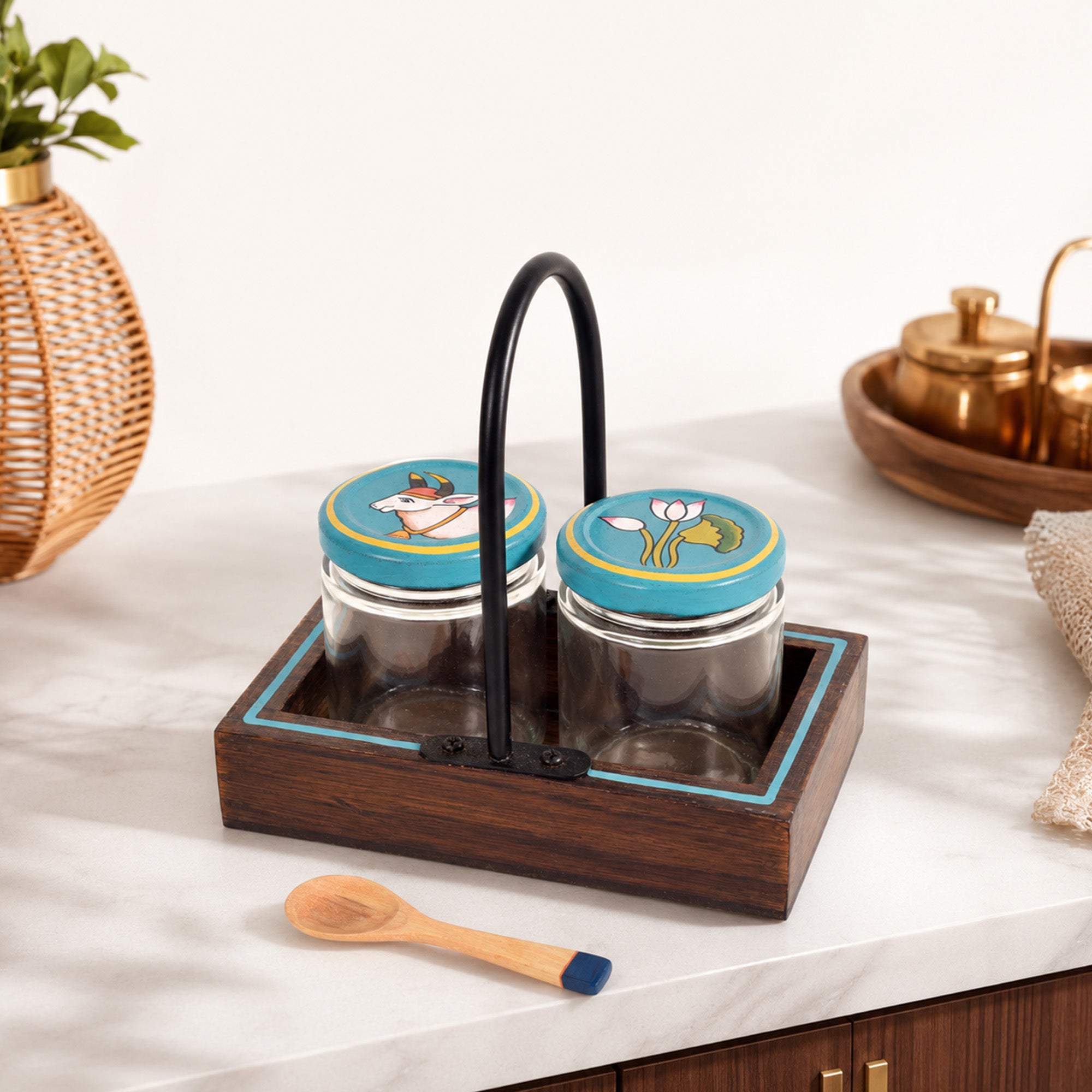 Pichhwai Art Mukhwas Serving Jars and Tray