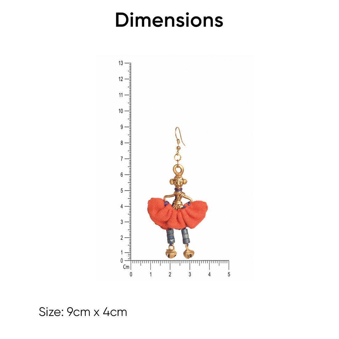 The Dancing Empress Handcrafted Tribal Dhokra Earrings in Garnet Red
