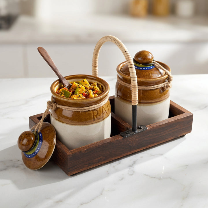 Chatore Barni Set with Cane embellished Tray