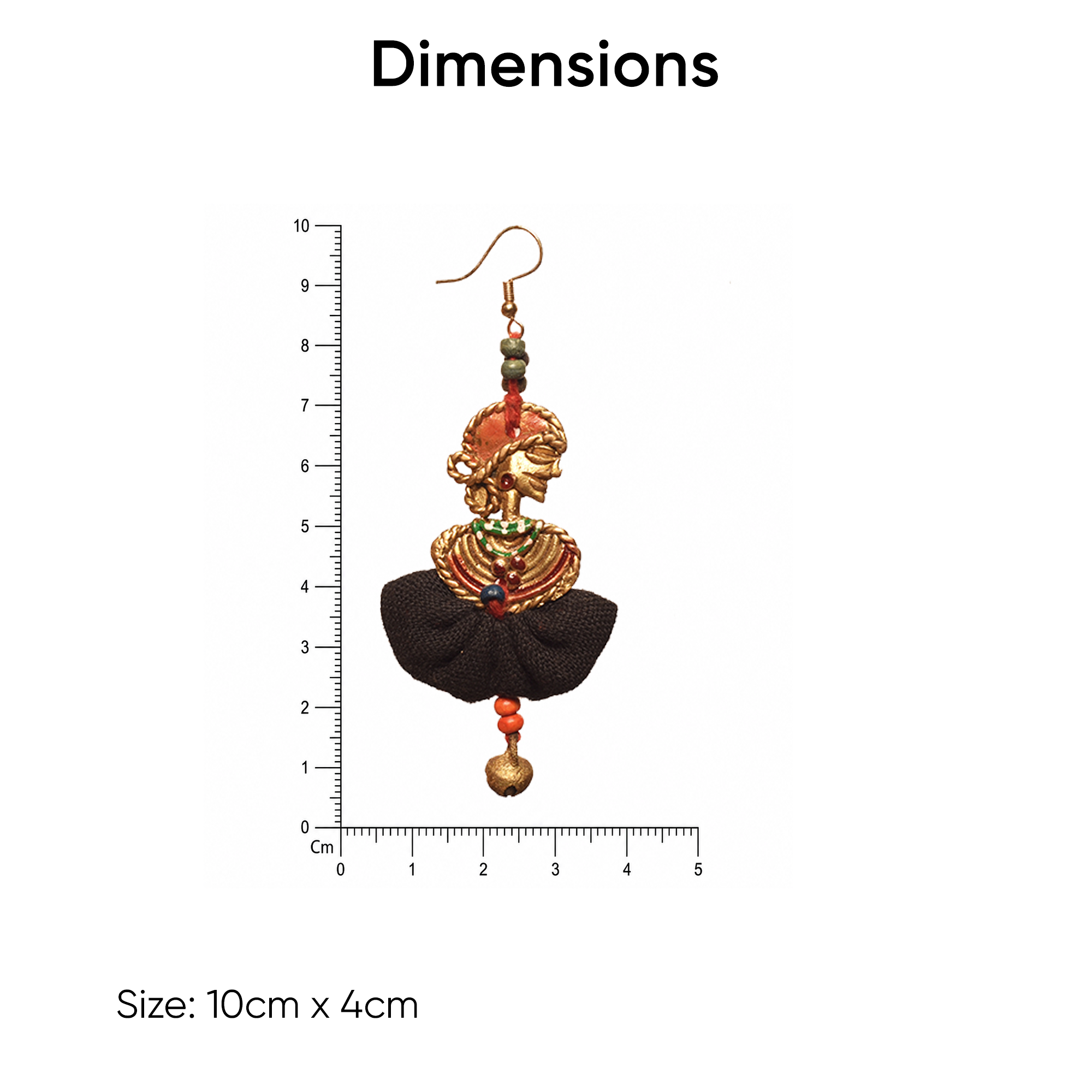 The Dancing Empress Handcrafted Tribal Dhokra Earrings in Jet Black
