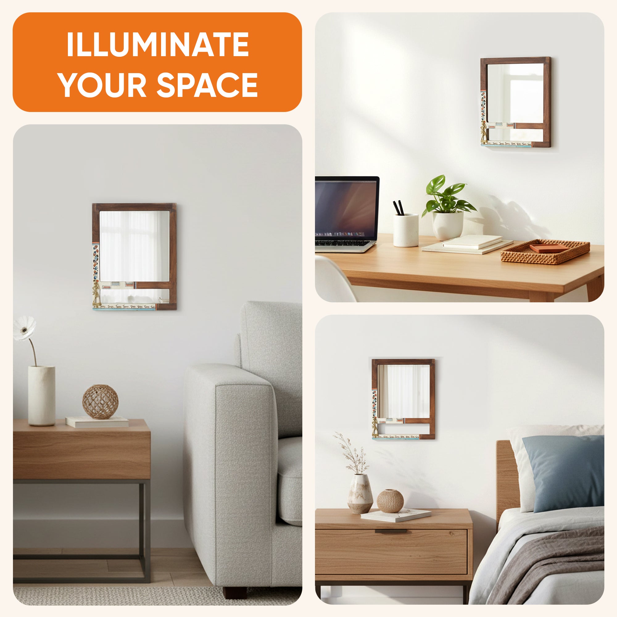 Reflective Spendor Teakwood Mirror