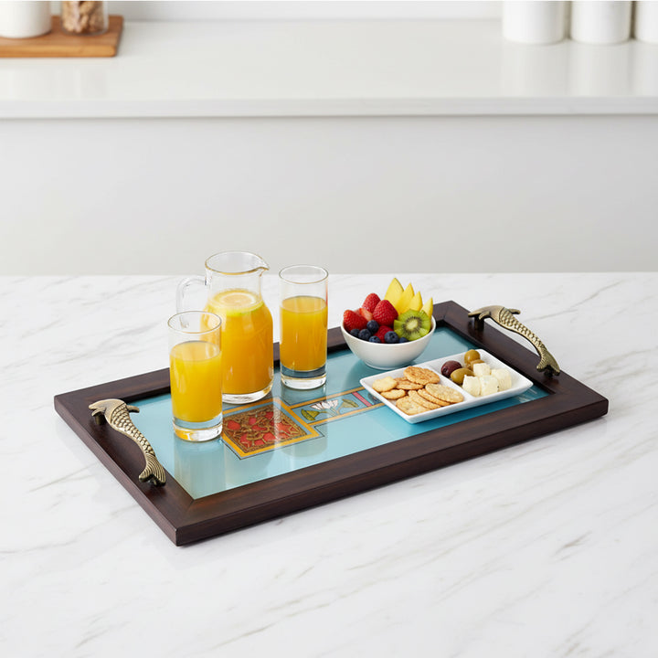 Periwinkle elephant serving tray (16x9x2)