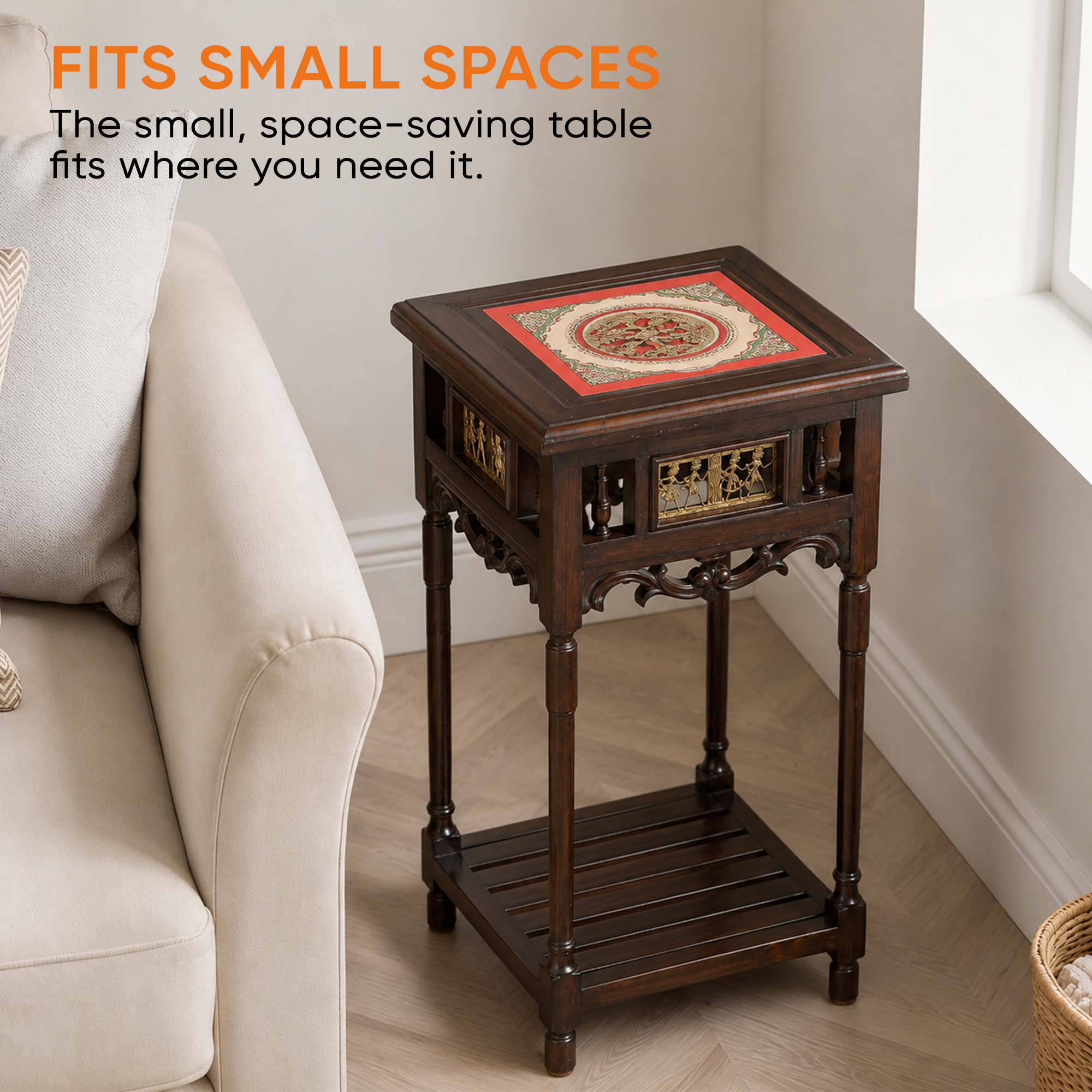 Onyx End Table in Teakwood with Walnut Finish (15.5x15.5x30)