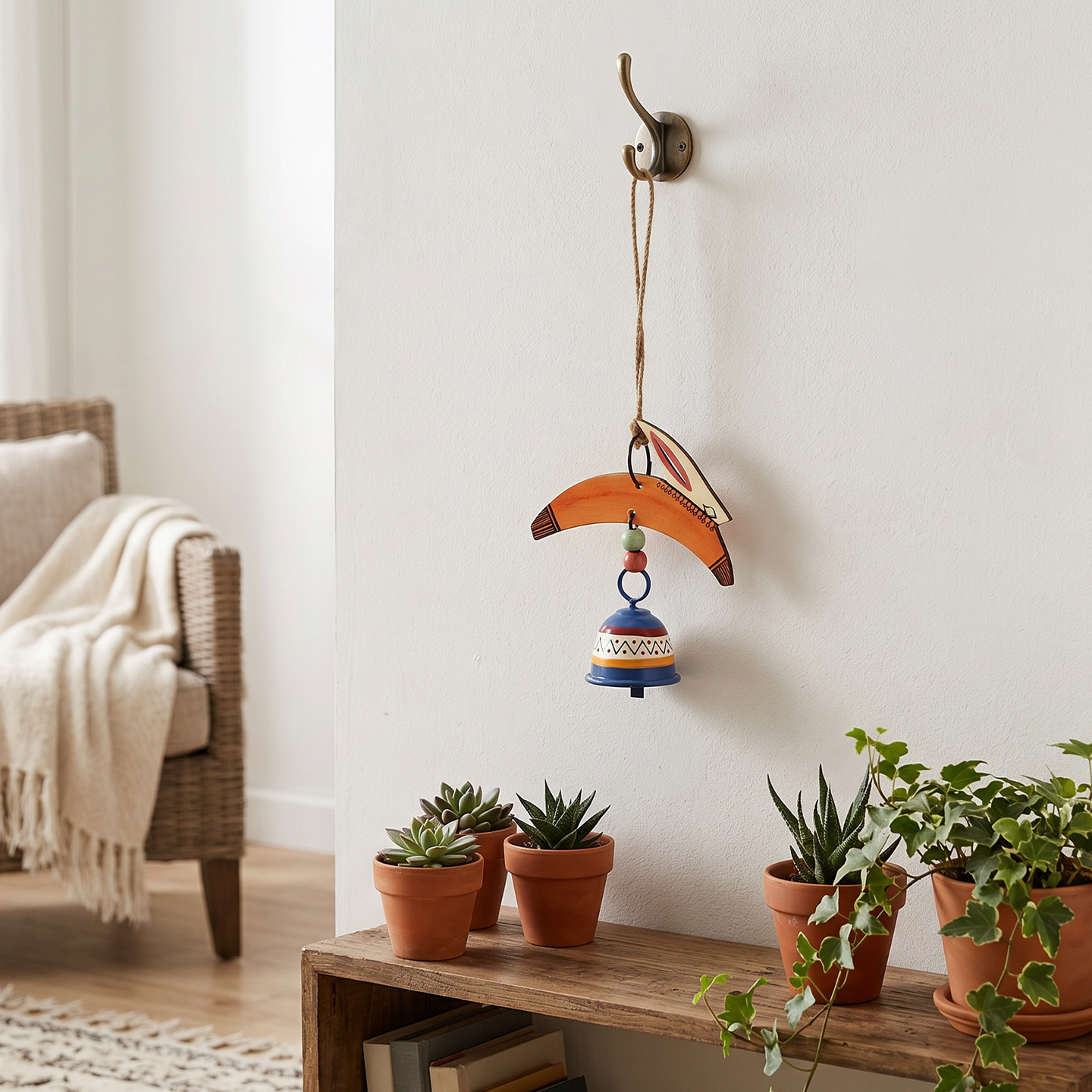 Rabbit Wind Chimes with Metal Bell for Outdoor Hanging and Home Decoration