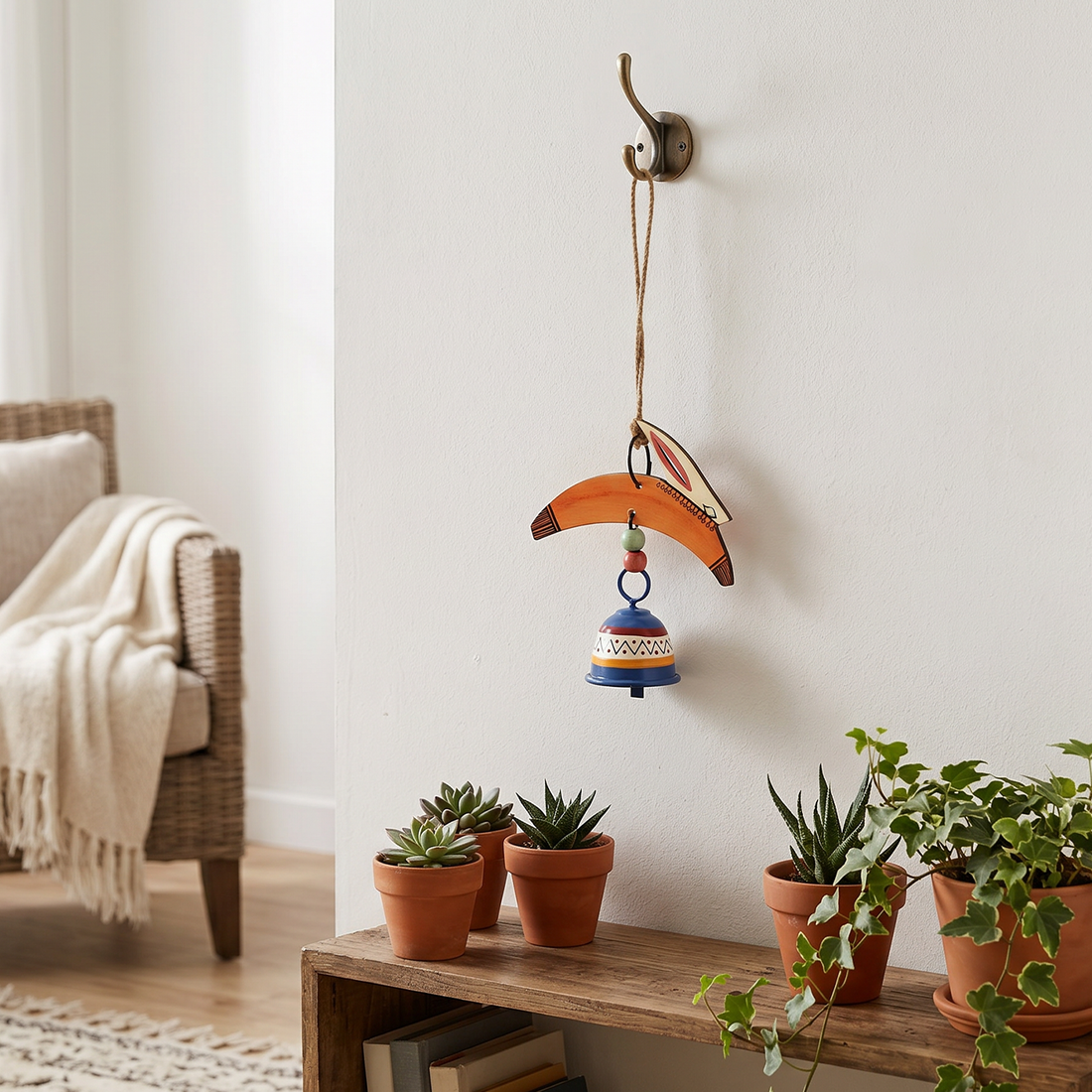 Rabbit Wind Chimes with Metal Bell for Outdoor Hanging and Home Decoration