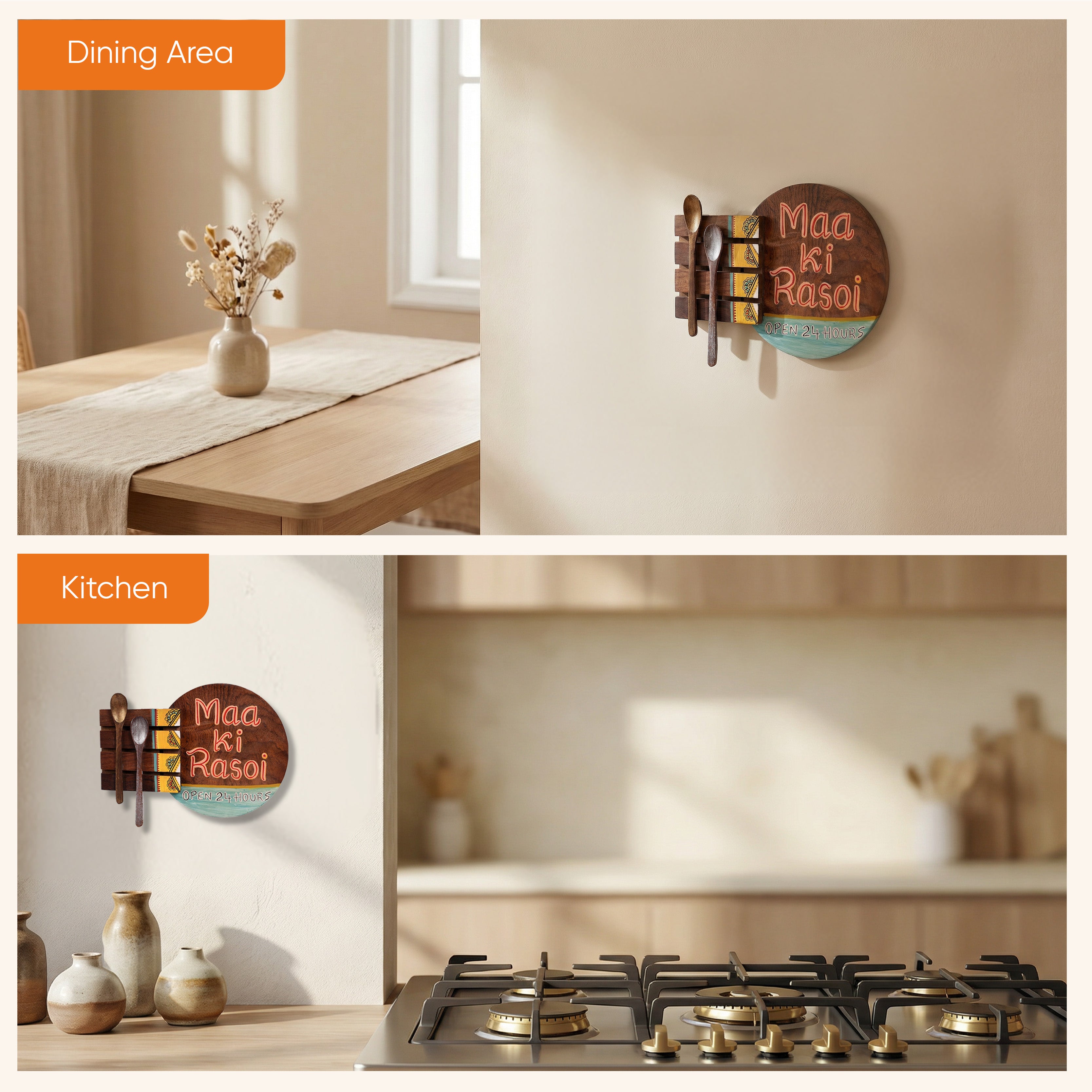 Kitchen Decor "Maa ki Rasoi" Handcrafted in Wood (9x2x7)