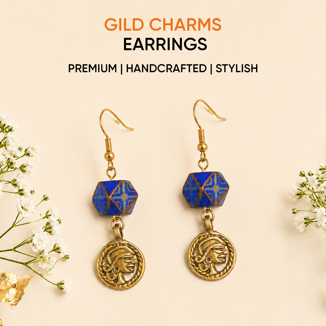 Abstract Gild Charms Ethnic Earrings