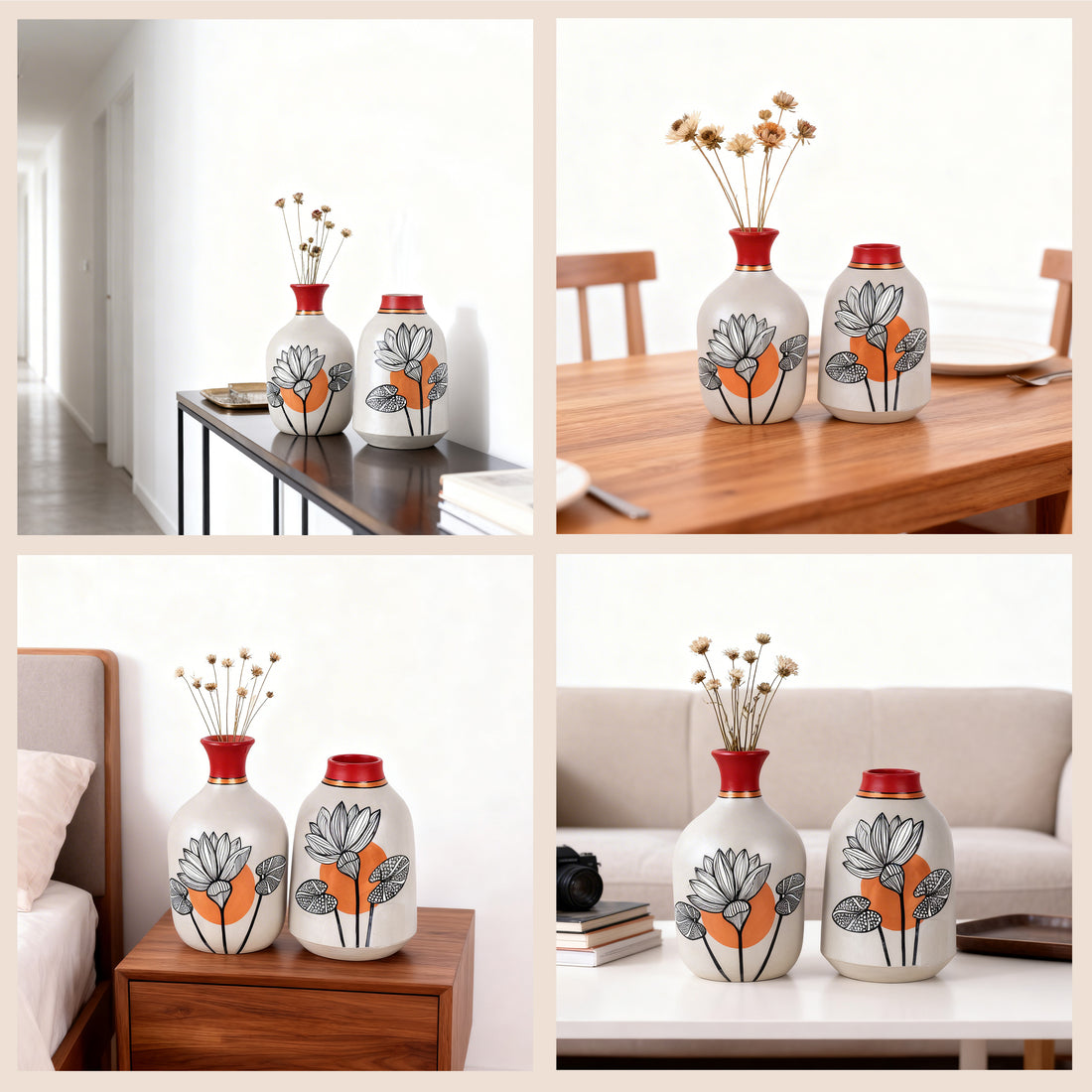 Scarlet Bloom Terracotta Vases S02 (4x7/4.5x7)