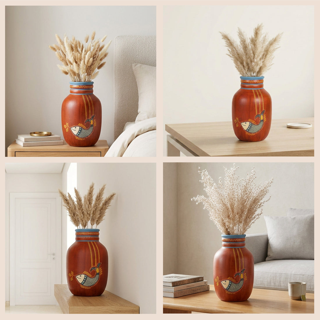 Happy Fish Rustic Red Vase (5x5x8)