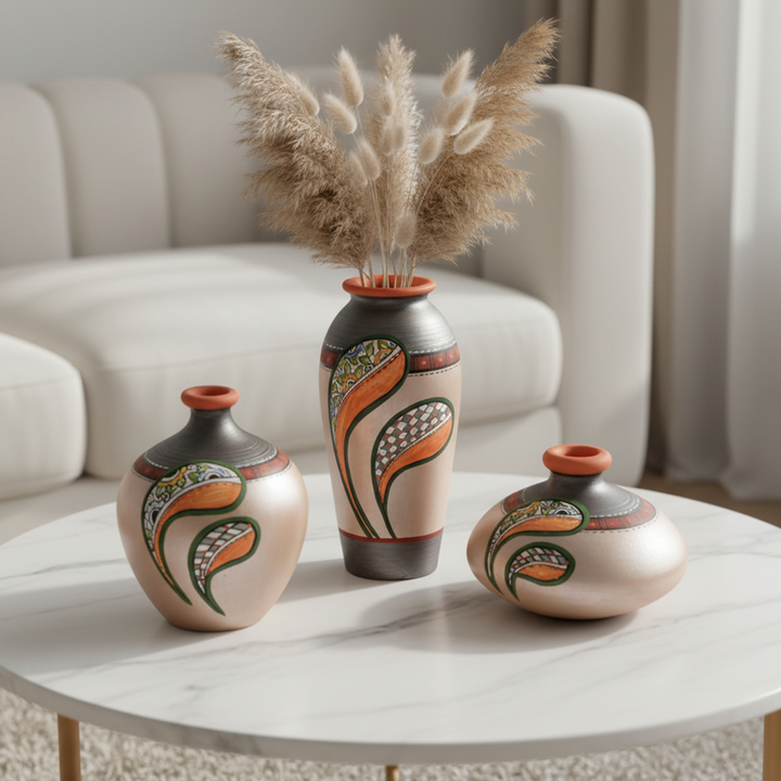 Silver Bloom Vase Set of 3 (6x3/3x4.5/4.6x3.6 Dia)