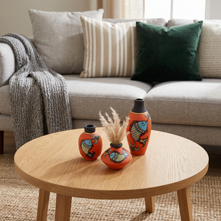 Happy Fishes Vases (So3) in Orange (2.5x5/2x3/2.5x2.5)