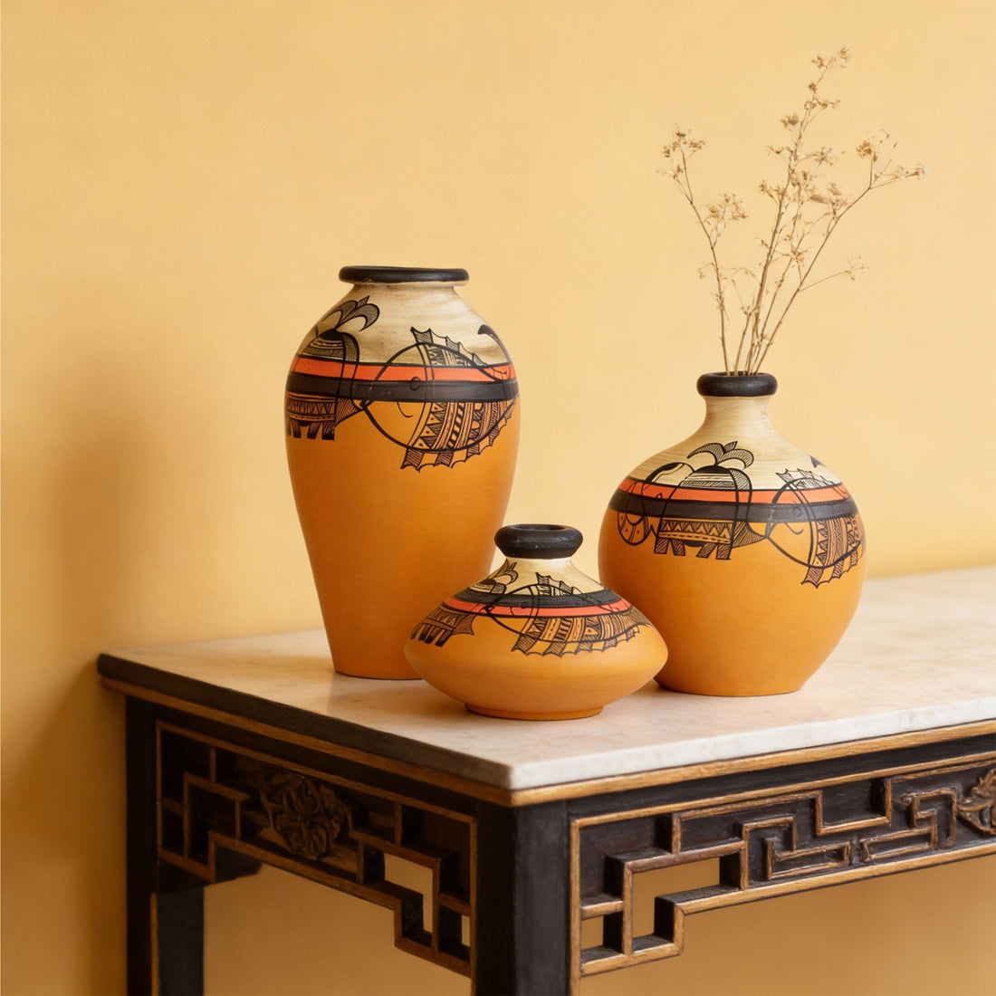 Mithila Terracotta Vases  (Set of 3) 4.4/5/7