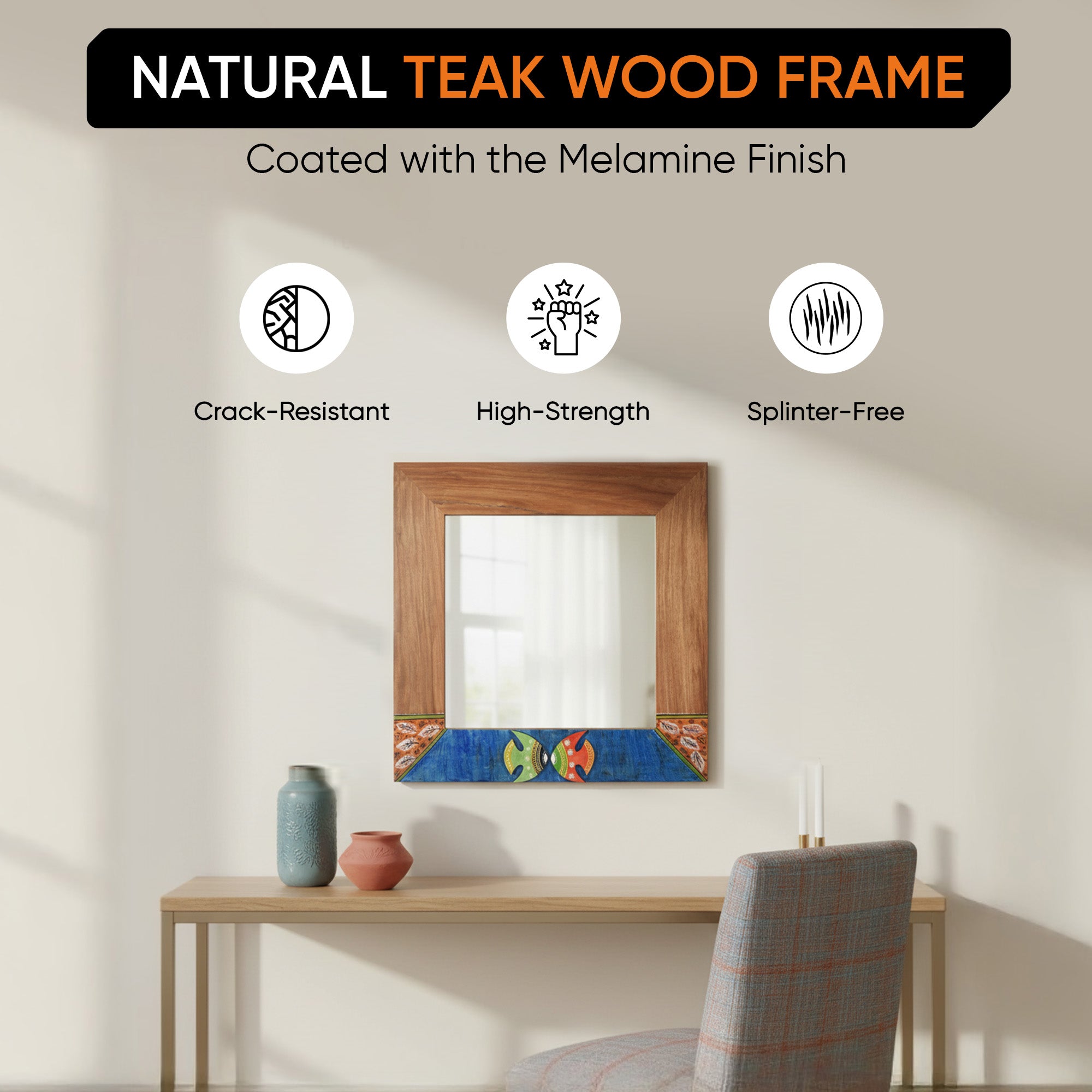 Nemo Rosewood Mirror with Fish Motifs (21x17")