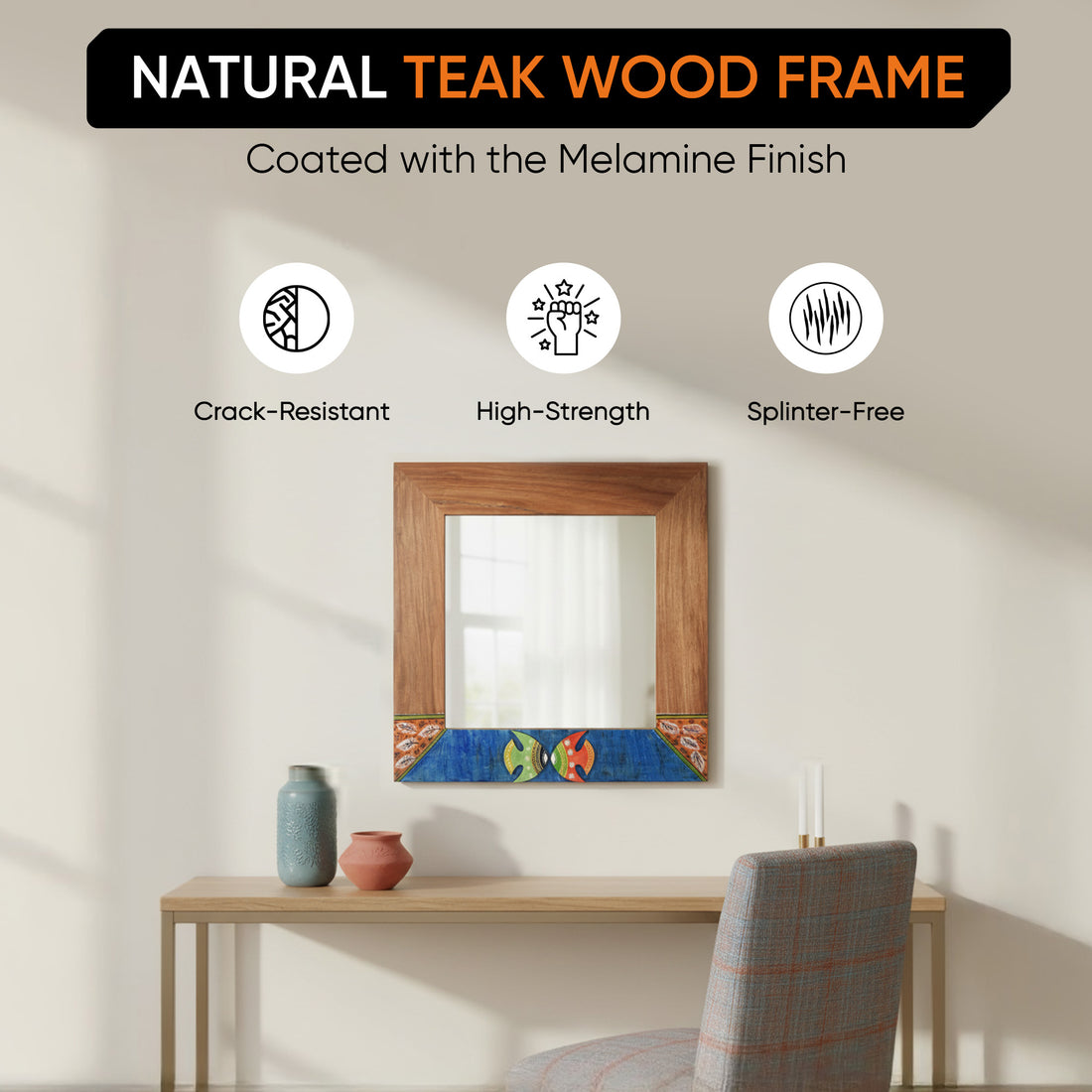 Nemo Rosewood Mirror with Fish Motifs (21x17")